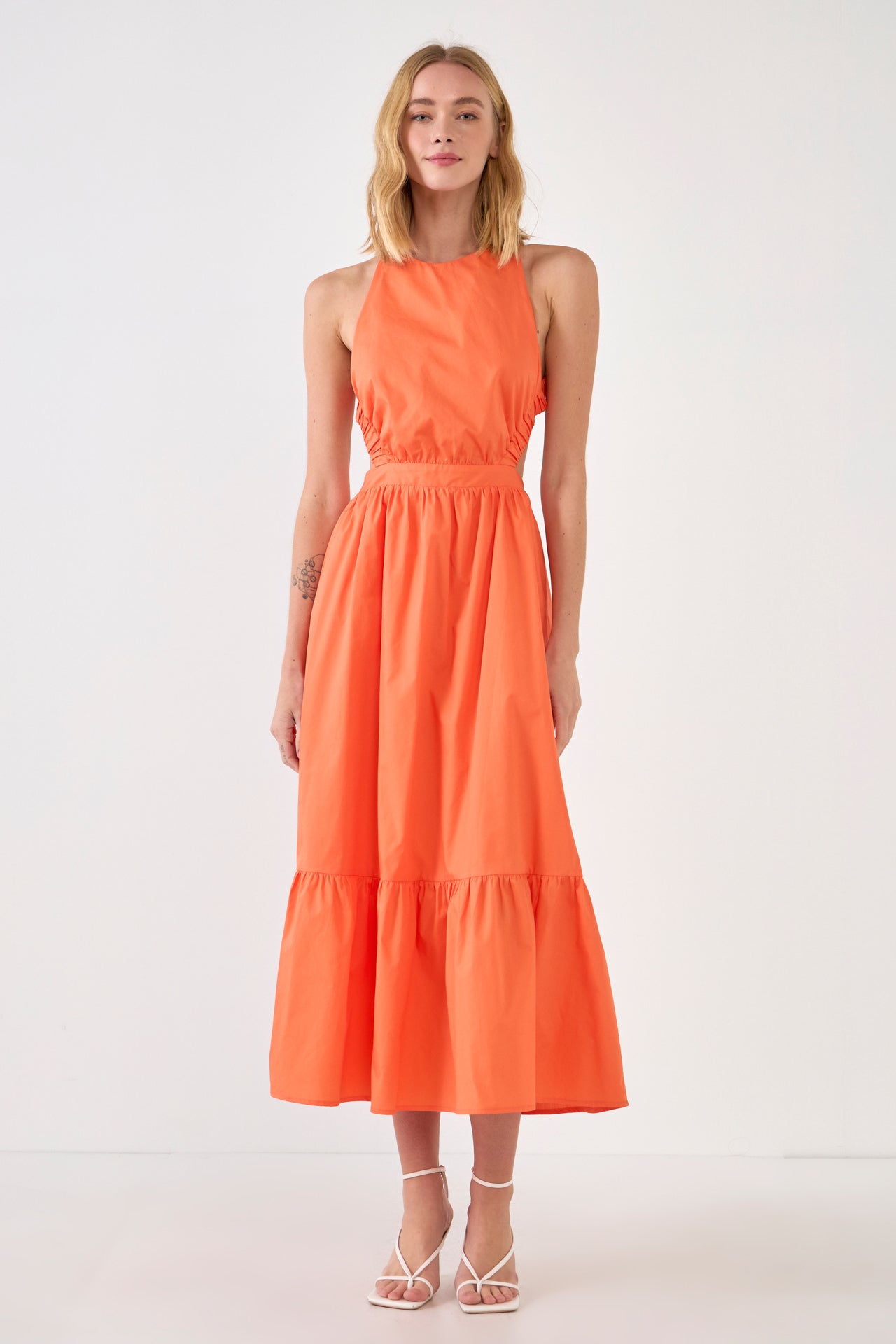 Elastic Detail Sleeveless Dress