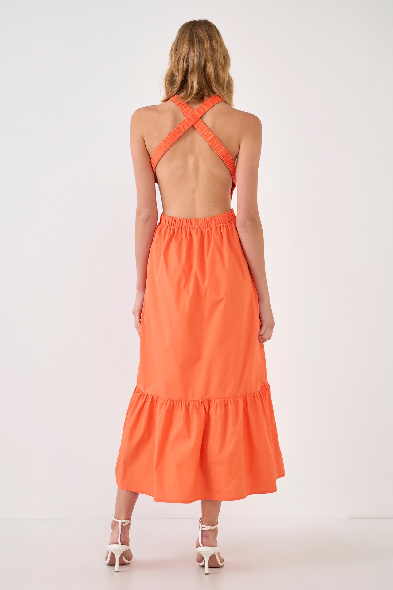 Elastic Detail Sleeveless Dress