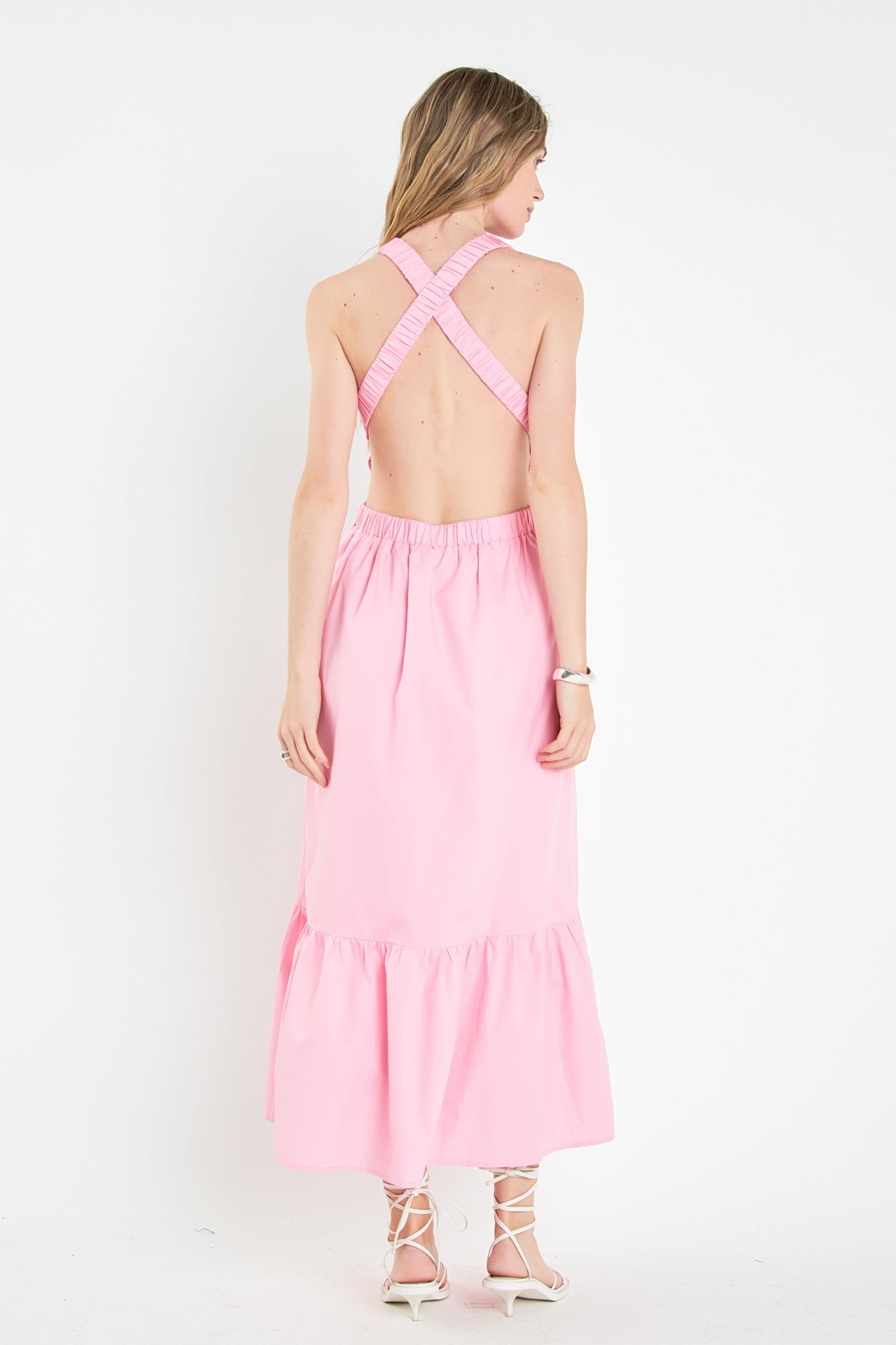 Elastic Detail Sleeveless Dress