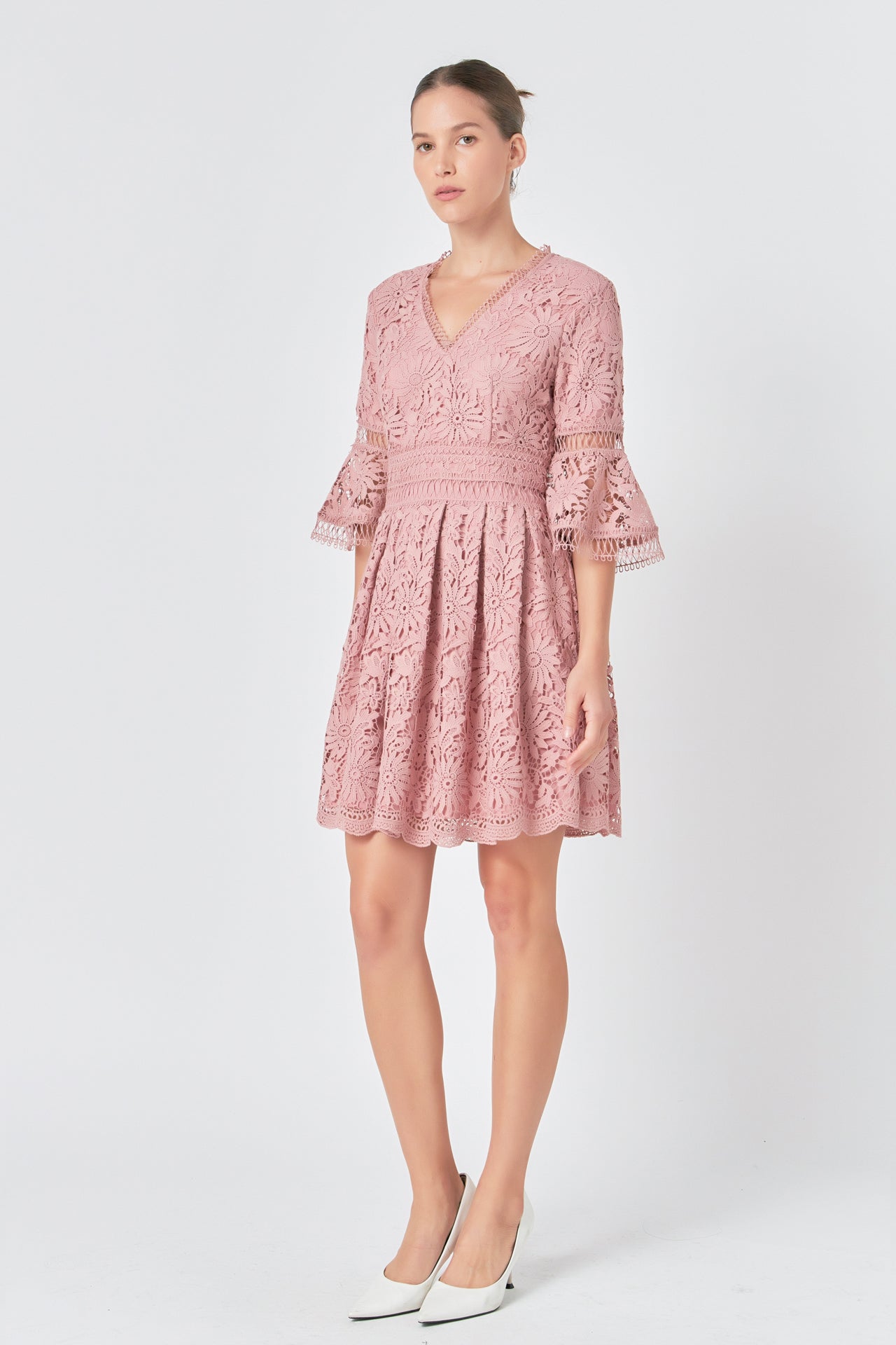 ENDLESS ROSE - All of Lace Bell Sleeve Dress - DRESSES available at Objectrare