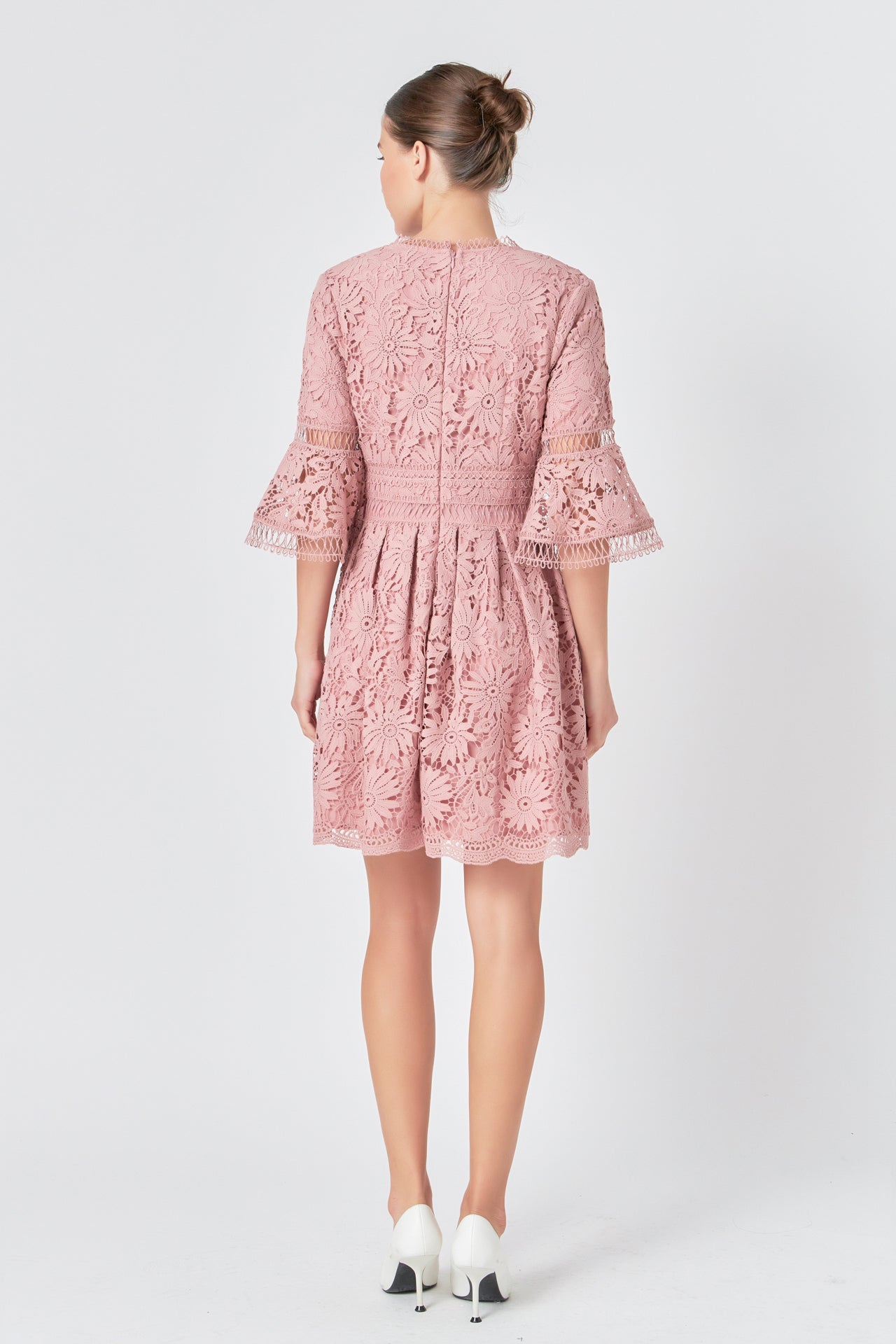 ENDLESS ROSE - All of Lace Bell Sleeve Dress - DRESSES available at Objectrare