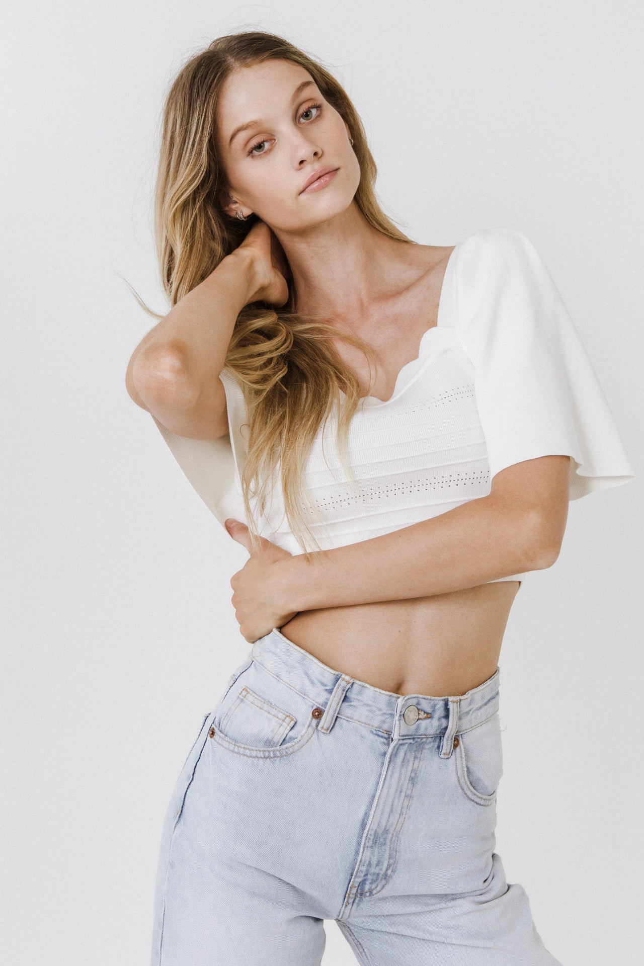 ENDLESS ROSE - Square Neckline Short Sleeve Top - TOPS available at Objectrare