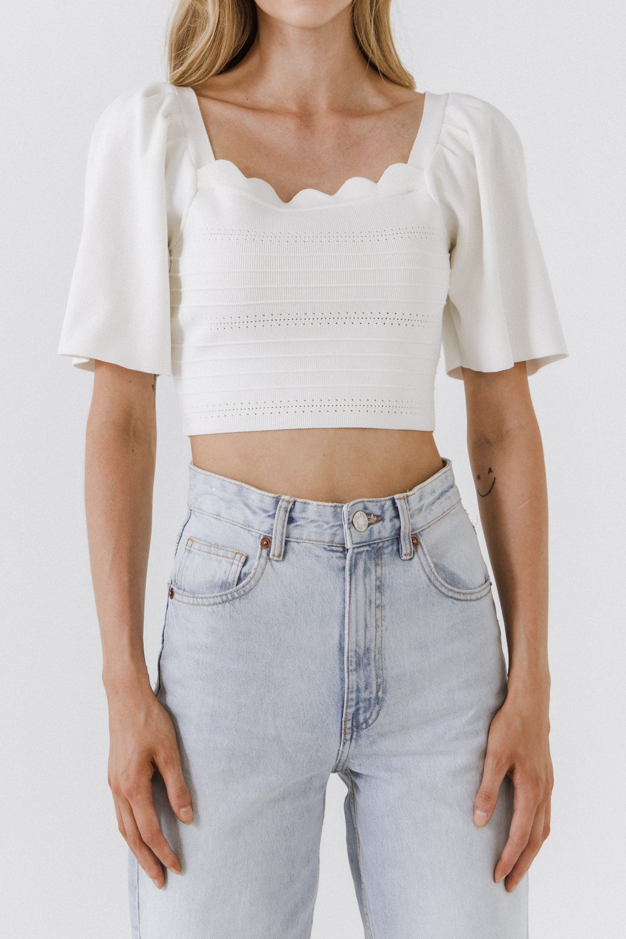 ENDLESS ROSE - Square Neckline Short Sleeve Top - TOPS available at Objectrare