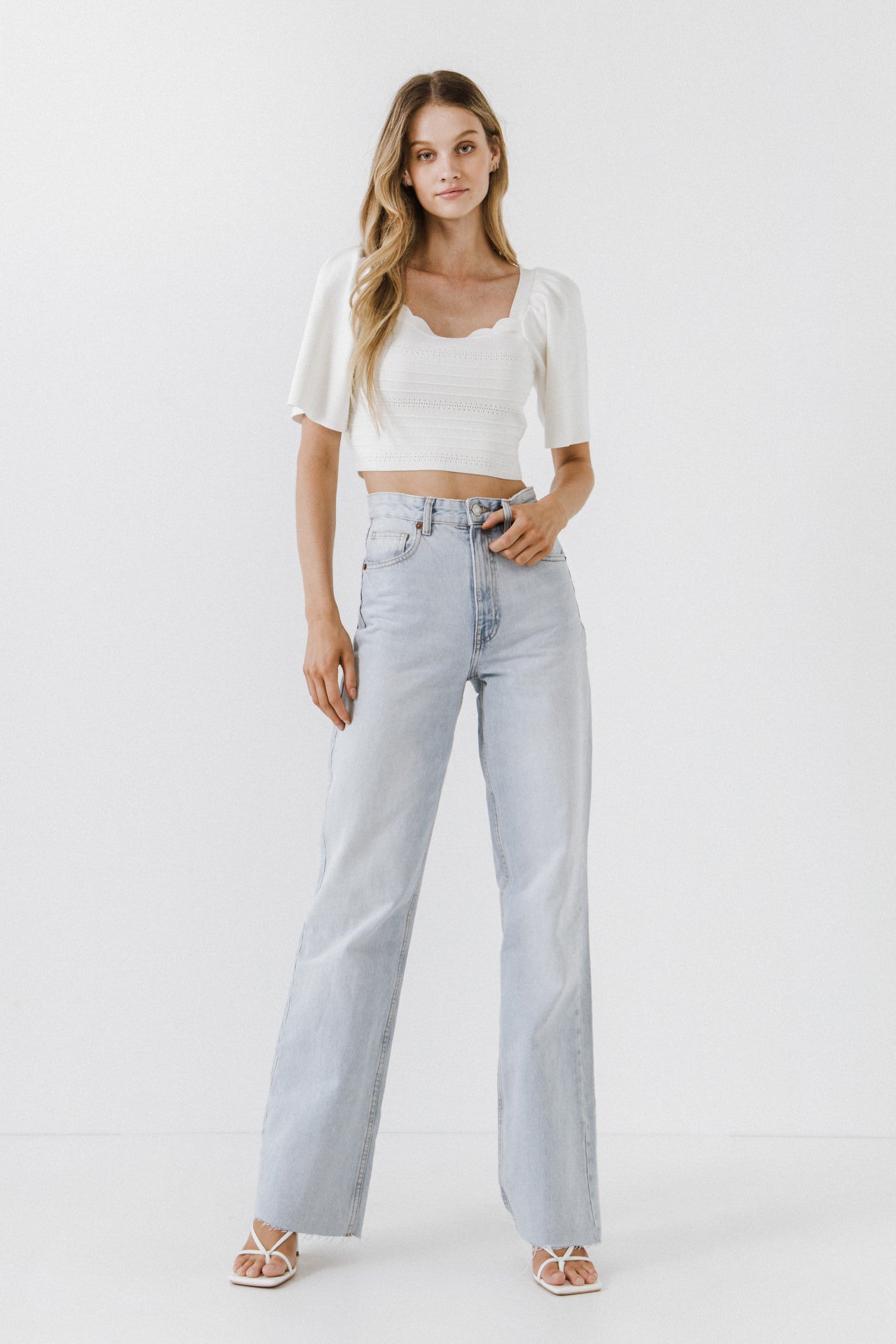 ENDLESS ROSE - Square Neckline Short Sleeve Top - TOPS available at Objectrare