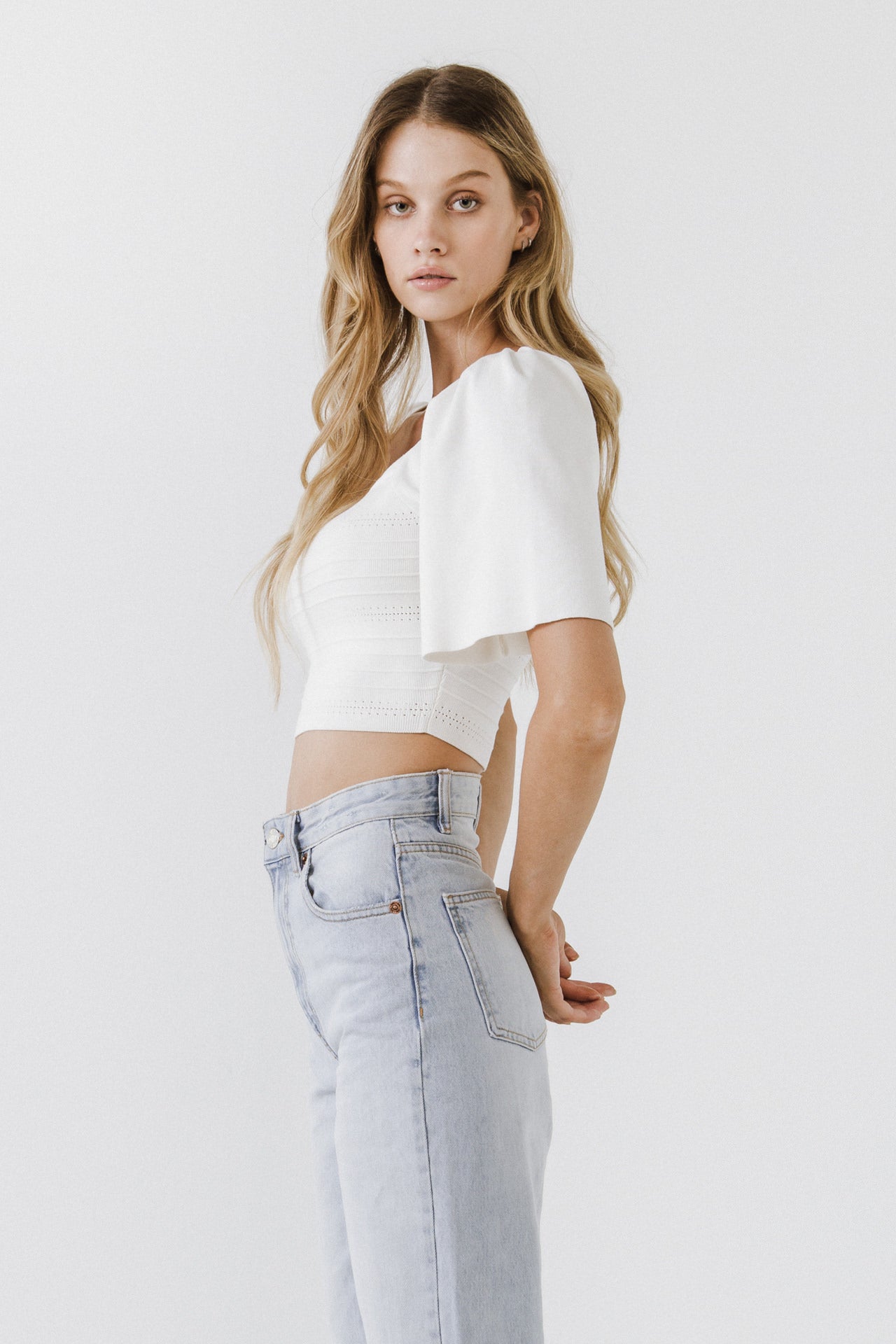 ENDLESS ROSE - Square Neckline Short Sleeve Top - TOPS available at Objectrare