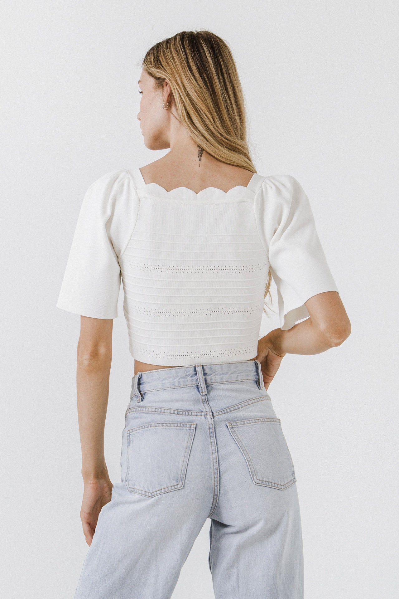 ENDLESS ROSE - Square Neckline Short Sleeve Top - TOPS available at Objectrare