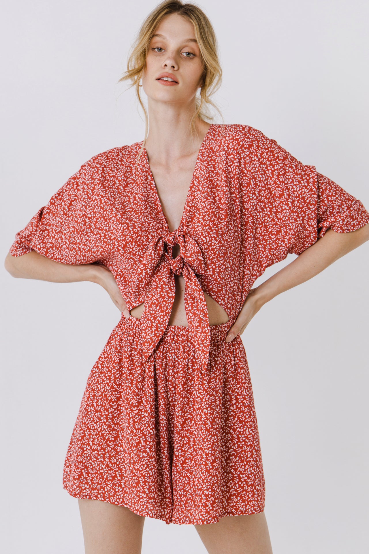 LA'VEN - Floral Tied Romper - ROMPERS available at Objectrare