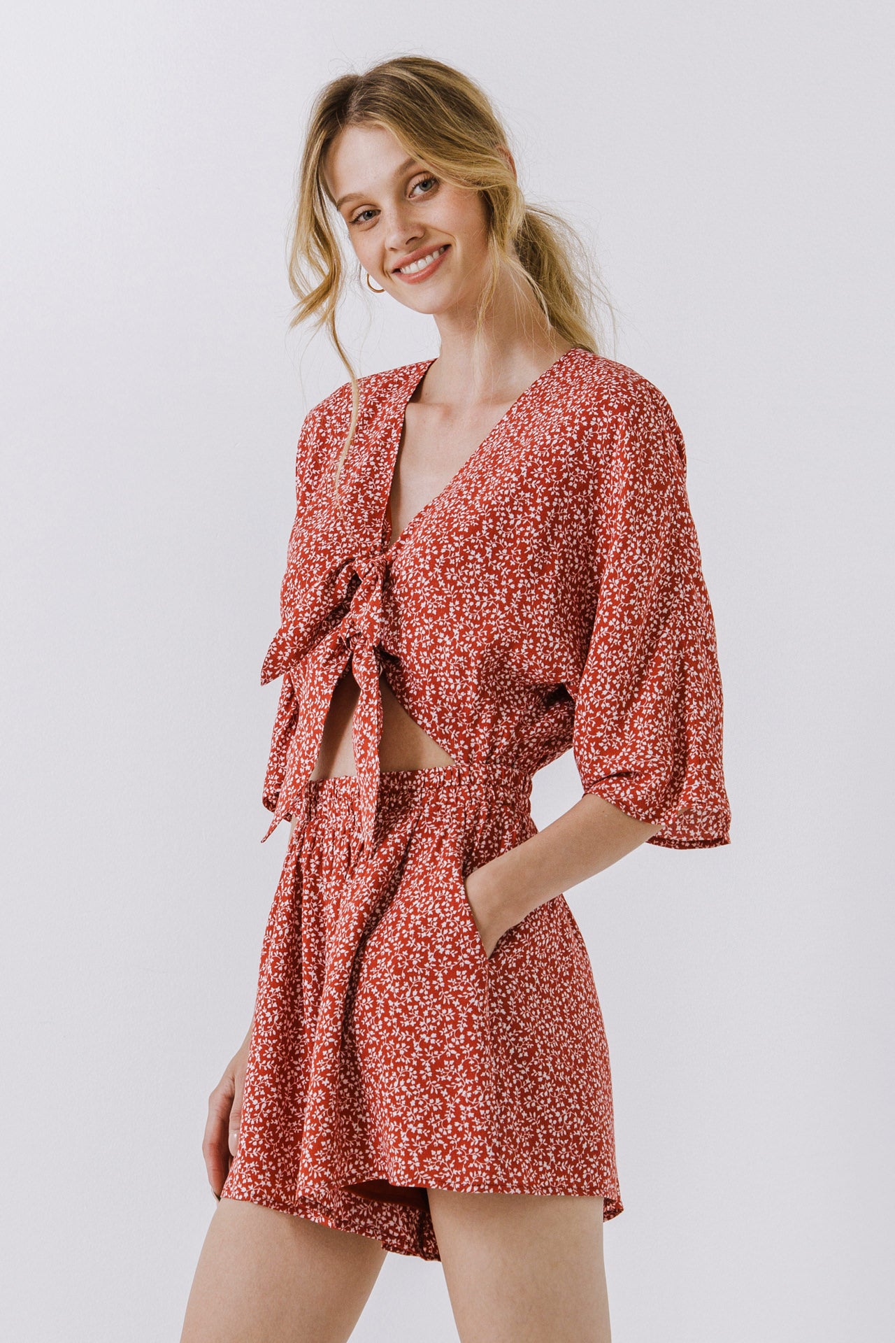 LA'VEN - Floral Tied Romper - ROMPERS available at Objectrare