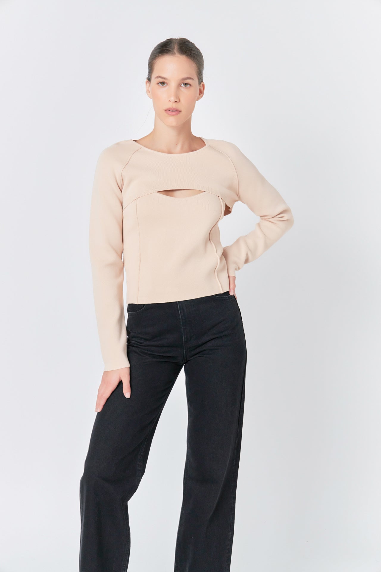 ENDLESS ROSE - Cropped 2 Piece set Sweater - SWEATERS & KNITS available at Objectrare