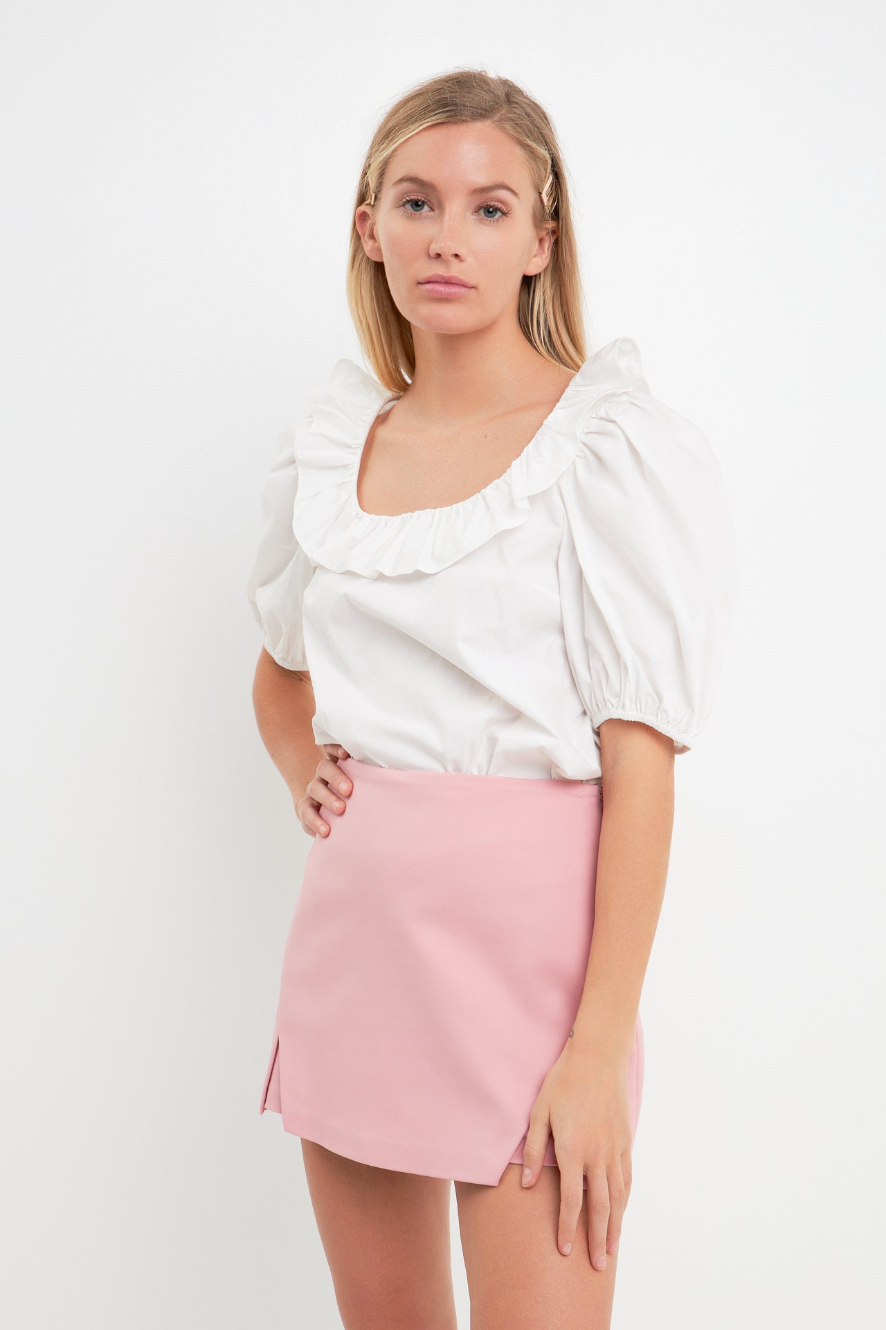 ENGLISH FACTORY - U-neckline Puff Sleeve Top - TOPS available at Objectrare