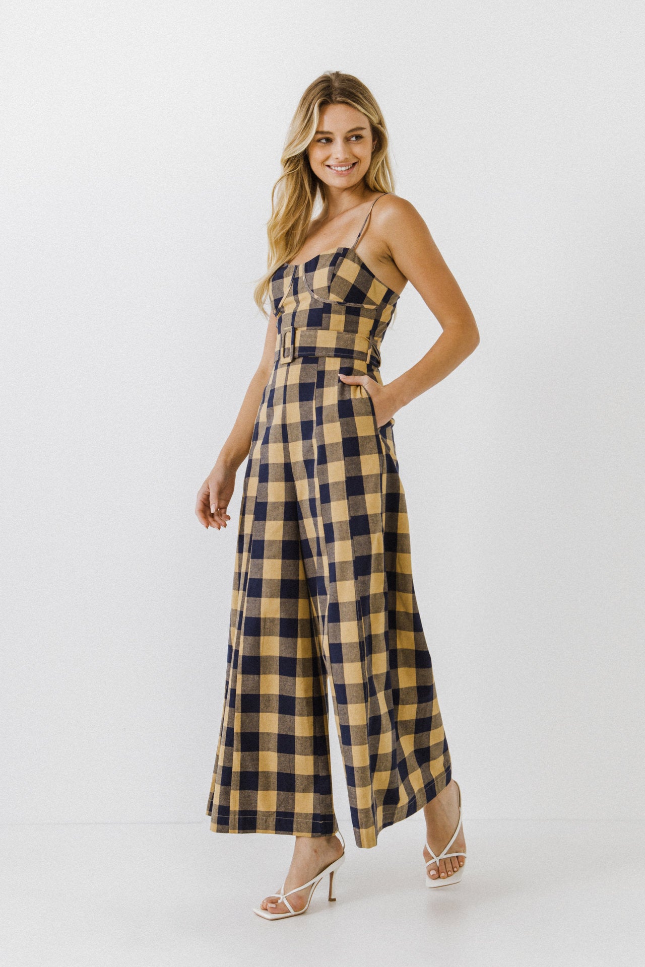 ENGLISH FACTORY - Check Belted Jumpsuit - JUMPSUITS available at Objectrare