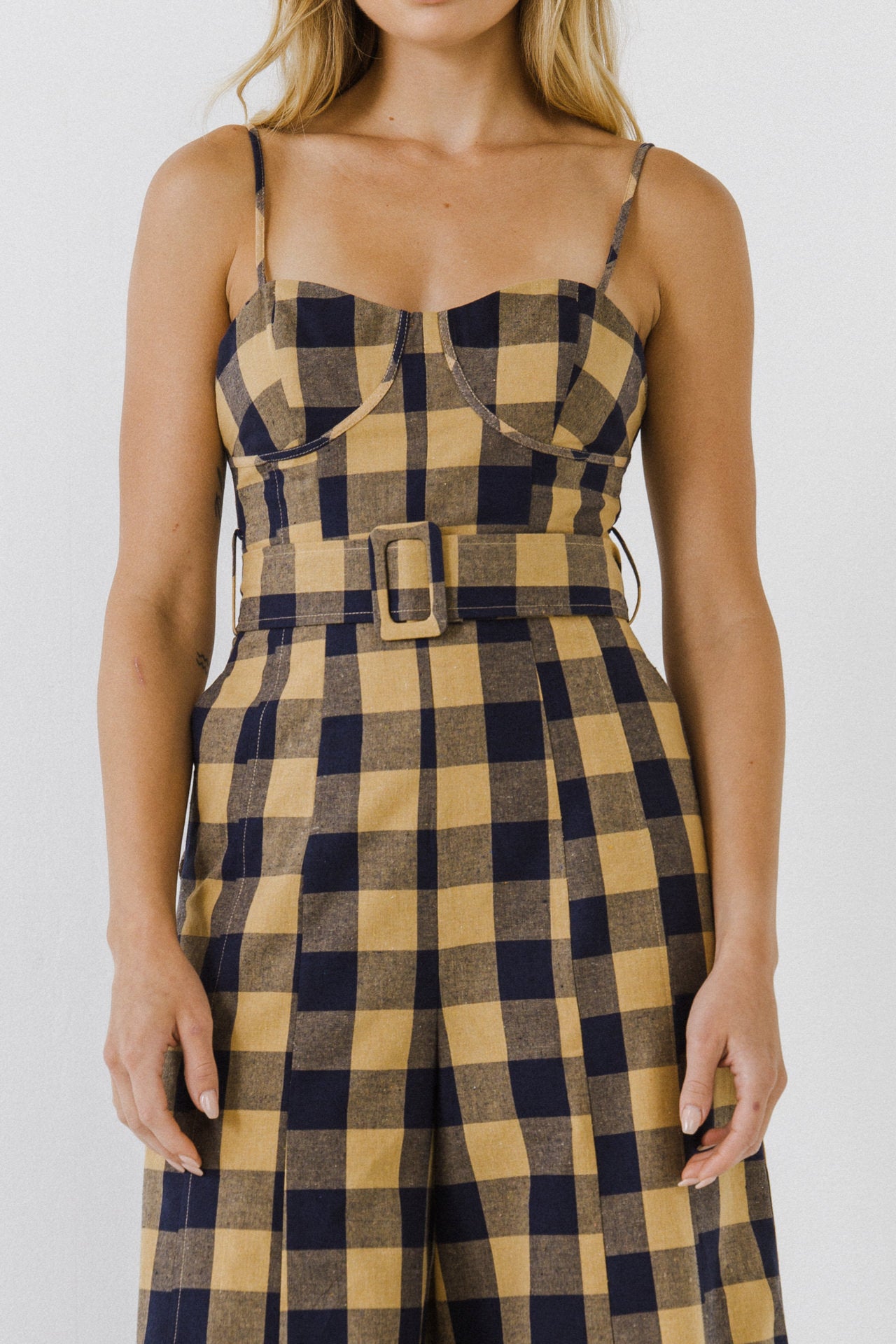 ENGLISH FACTORY - Check Belted Jumpsuit - JUMPSUITS available at Objectrare
