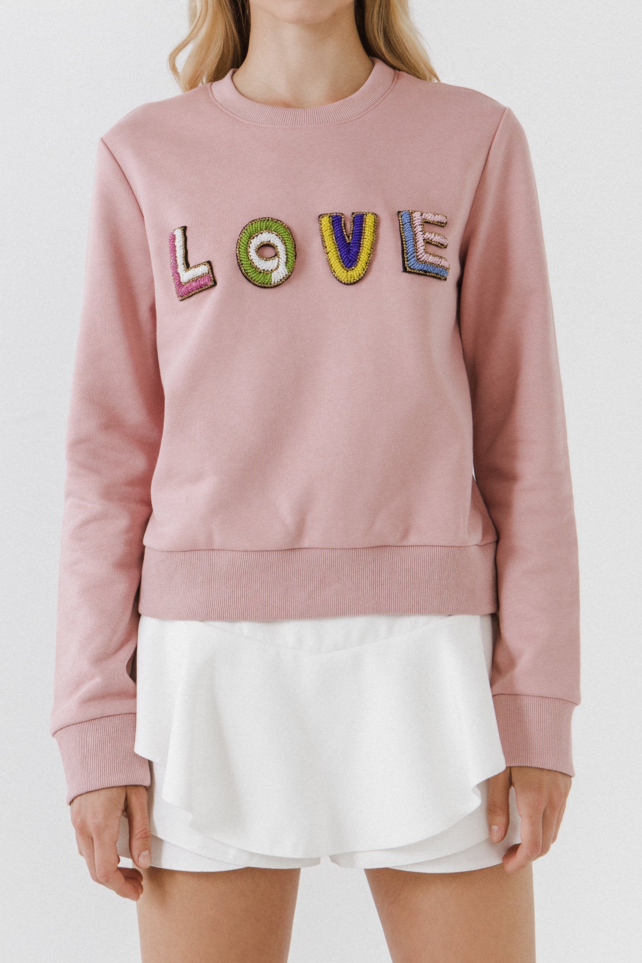 ENDLESS ROSE - Beads Lettering Sweatshirt - SWEATERS & KNITS available at Objectrare