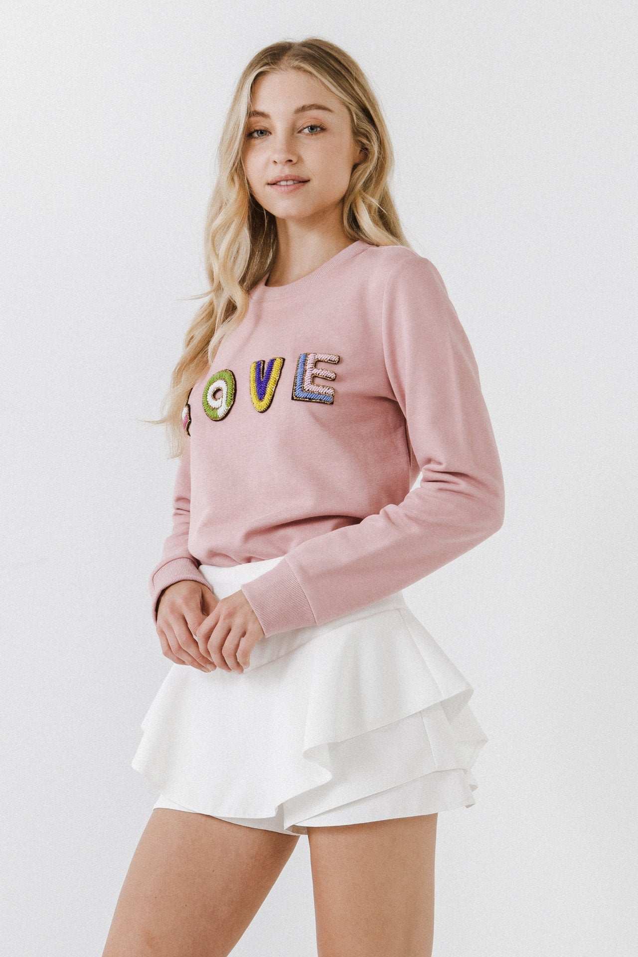 ENDLESS ROSE - Beads Lettering Sweatshirt - SWEATERS & KNITS available at Objectrare