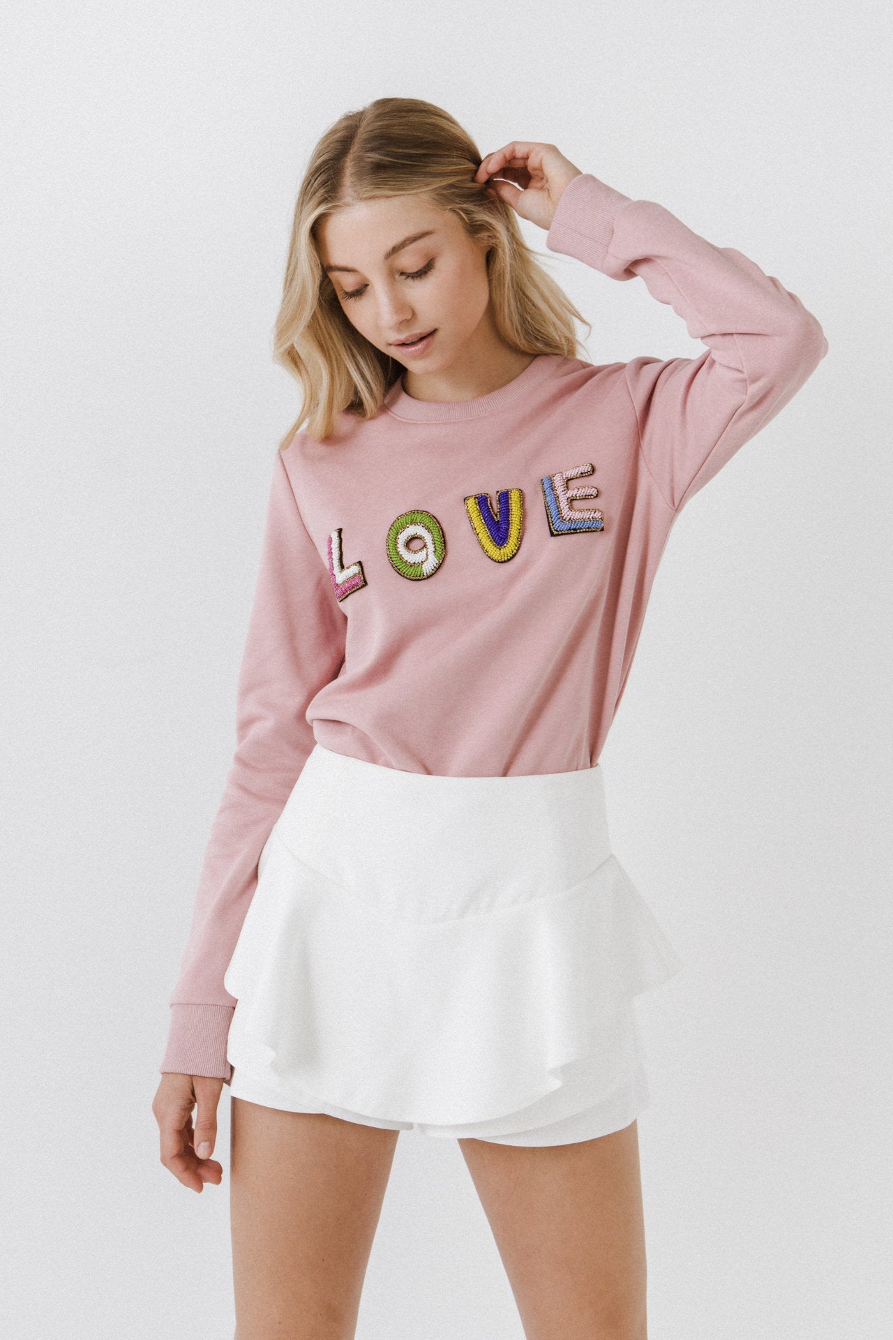 ENDLESS ROSE - Beads Lettering Sweatshirt - SWEATERS & KNITS available at Objectrare