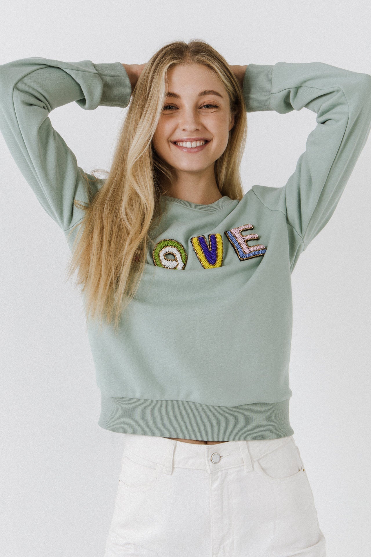 ENDLESS ROSE - Beads Lettering Sweatshirt - SWEATERS & KNITS available at Objectrare