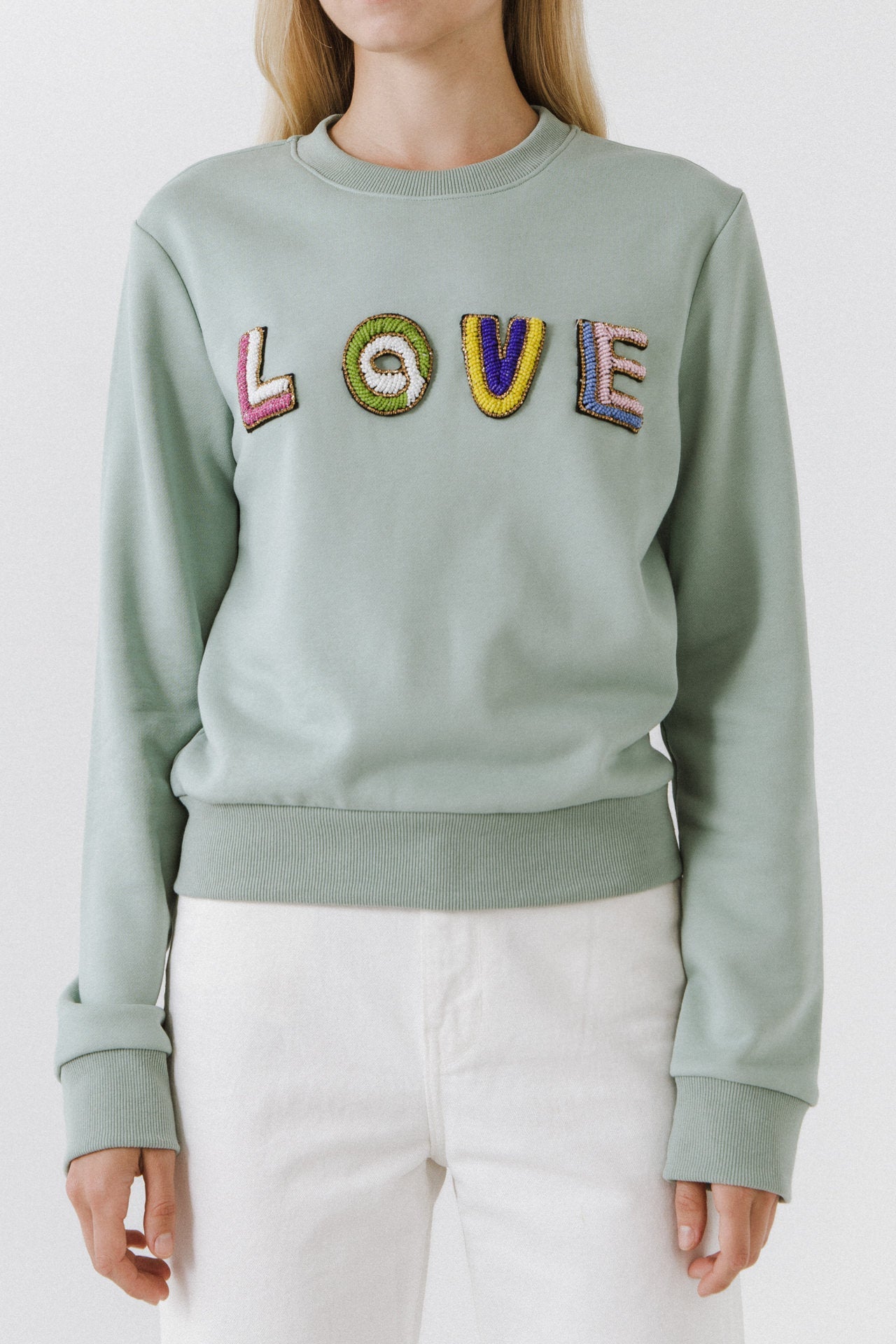 ENDLESS ROSE - Beads Lettering Sweatshirt - SWEATERS & KNITS available at Objectrare