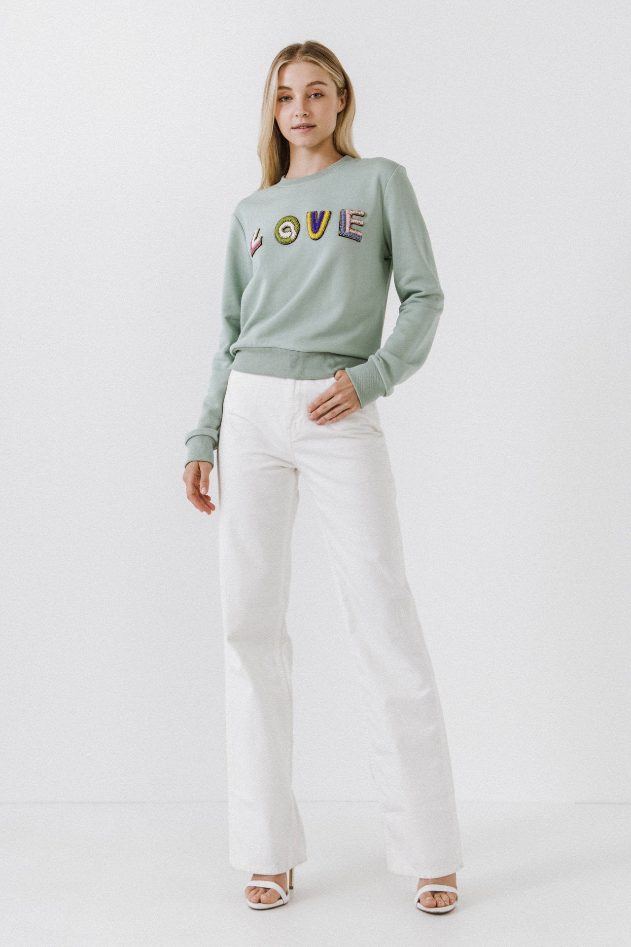 ENDLESS ROSE - Beads Lettering Sweatshirt - SWEATERS & KNITS available at Objectrare