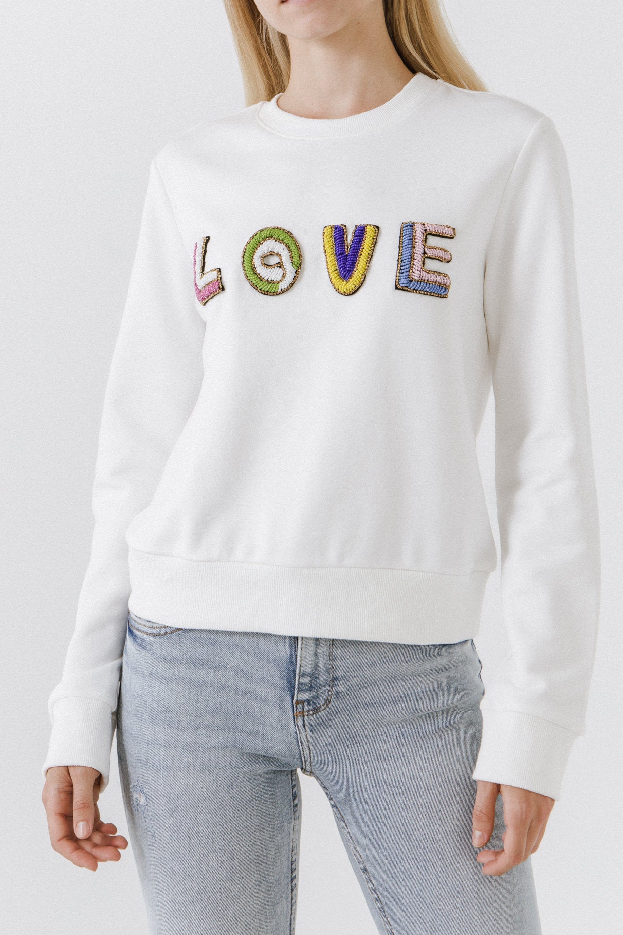 ENDLESS ROSE - Beads Lettering Sweatshirt - SWEATERS & KNITS available at Objectrare