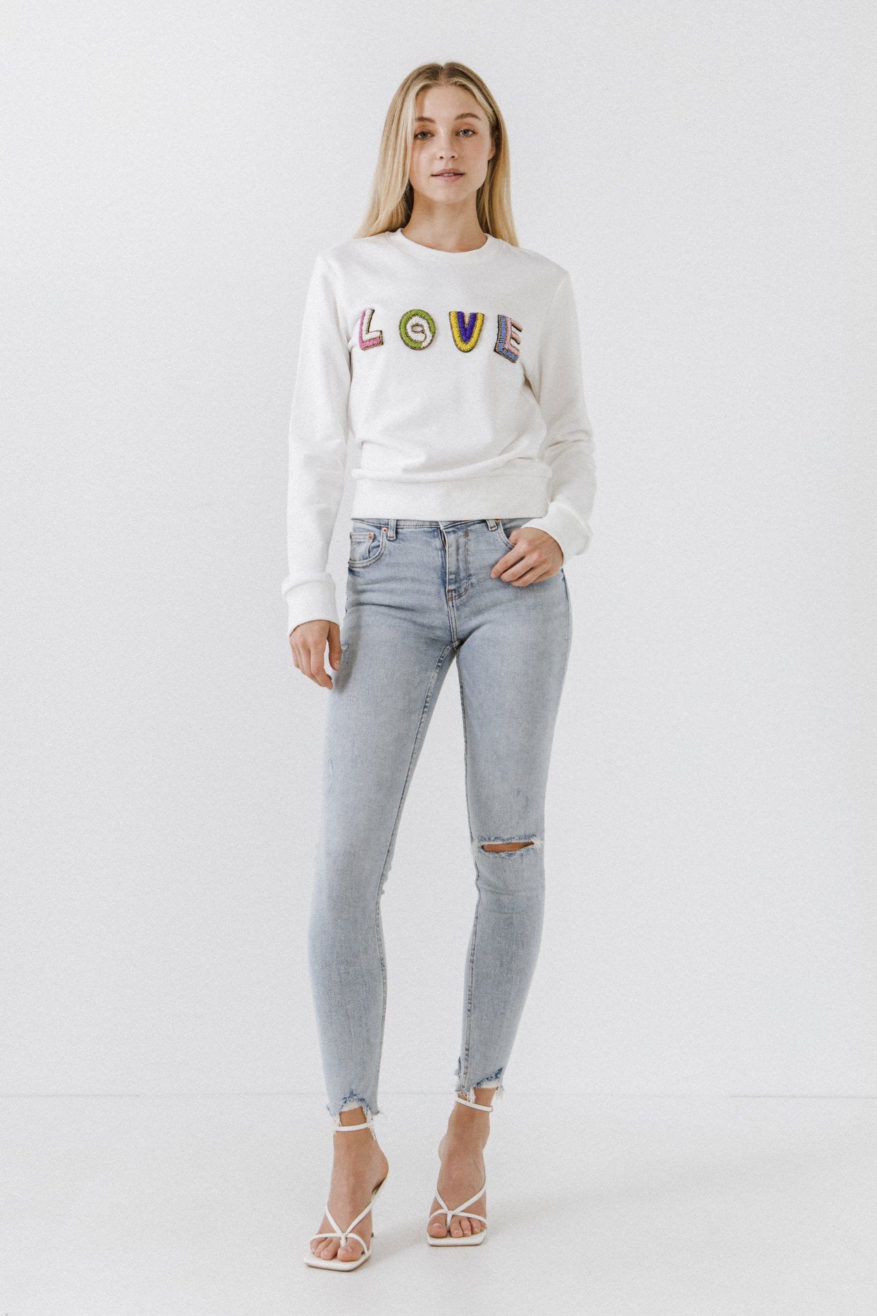 ENDLESS ROSE - Beads Lettering Sweatshirt - SWEATERS & KNITS available at Objectrare