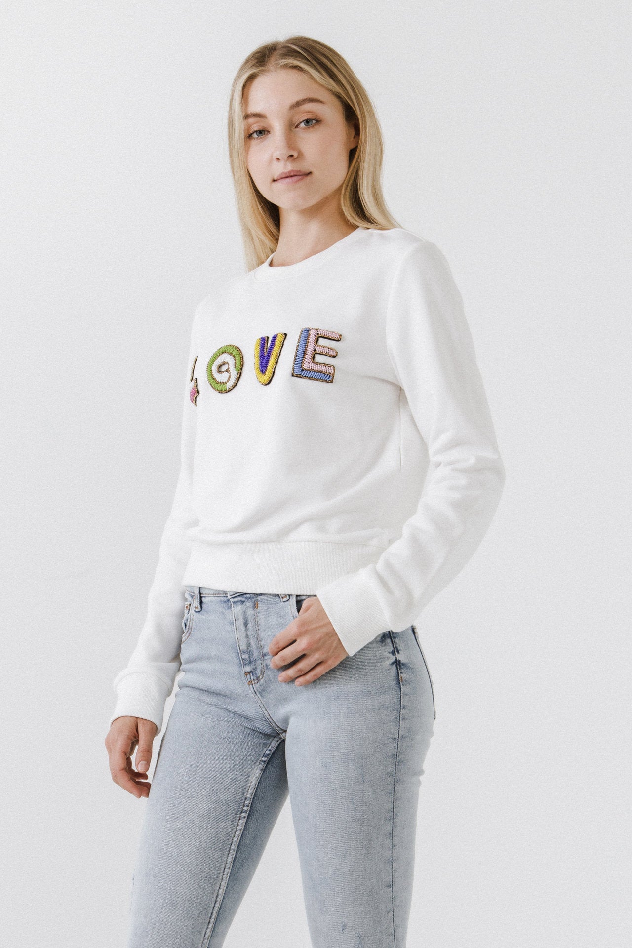 ENDLESS ROSE - Beads Lettering Sweatshirt - SWEATERS & KNITS available at Objectrare