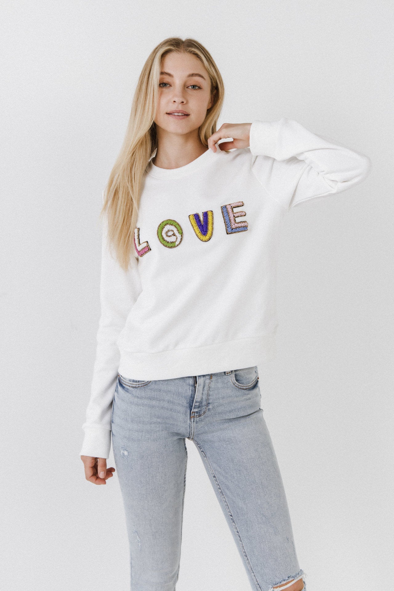 ENDLESS ROSE - Beads Lettering Sweatshirt - SWEATERS & KNITS available at Objectrare