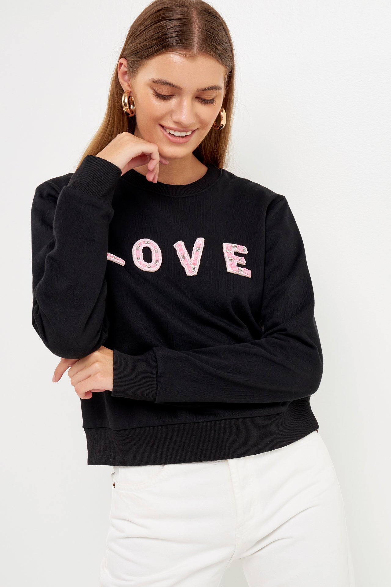 ENDLESS ROSE - Beaded Sweatshirt - HOODIES &SWEATSHIRTS available at Objectrare