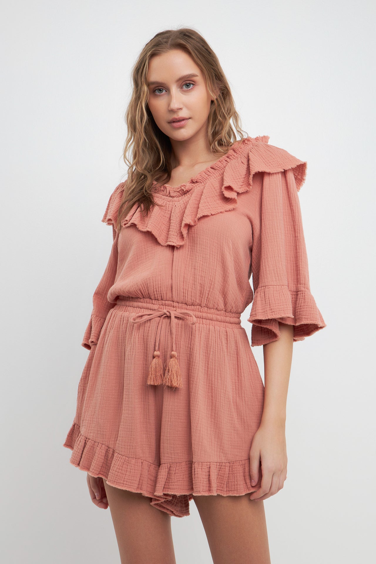 FREE THE ROSES - Ruffle Detail Romper - ROMPERS available at Objectrare