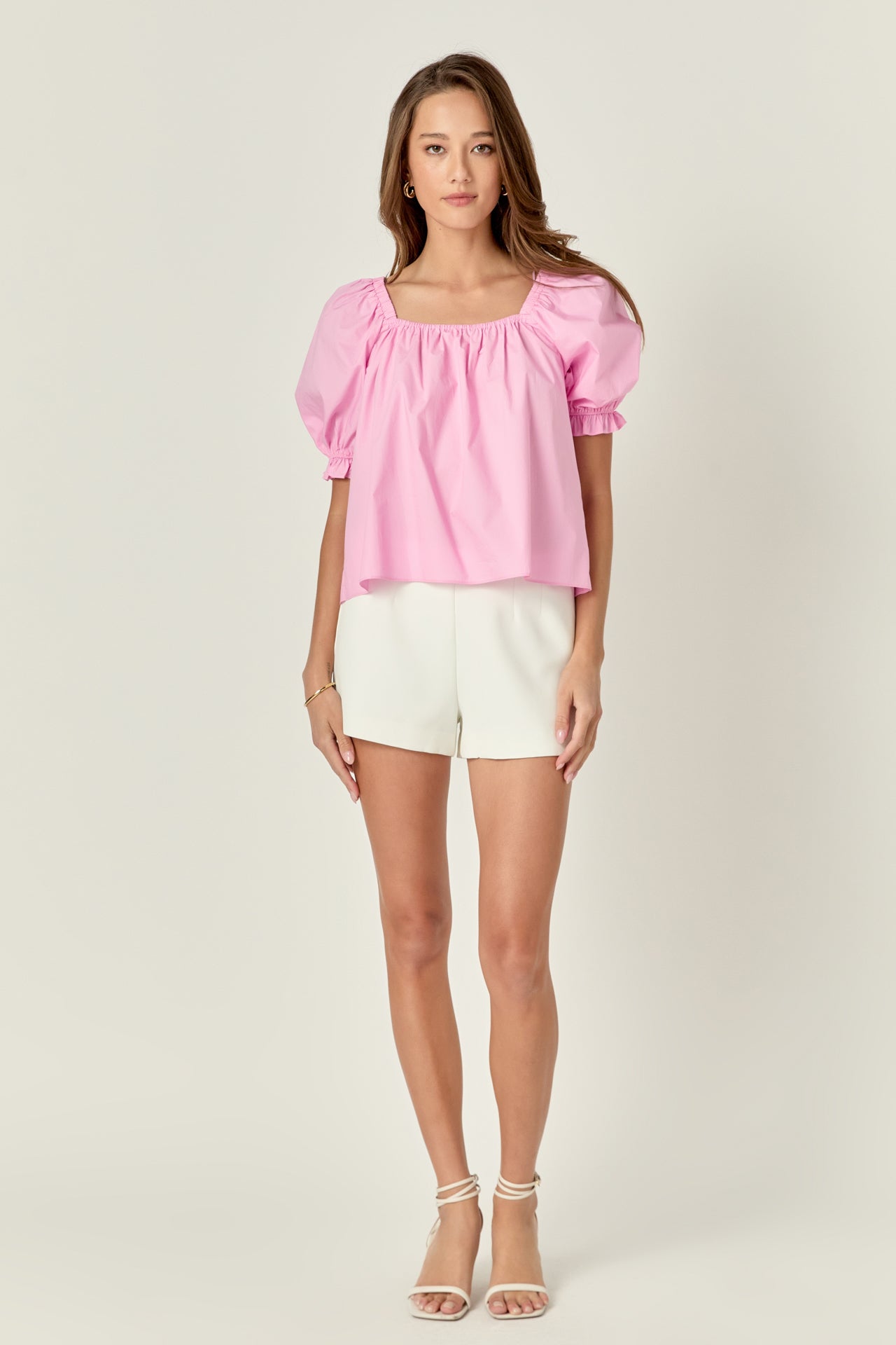 ENGLISH FACTORY - Square neckline Puff Sleeve Top - BLOUSES available at Objectrare