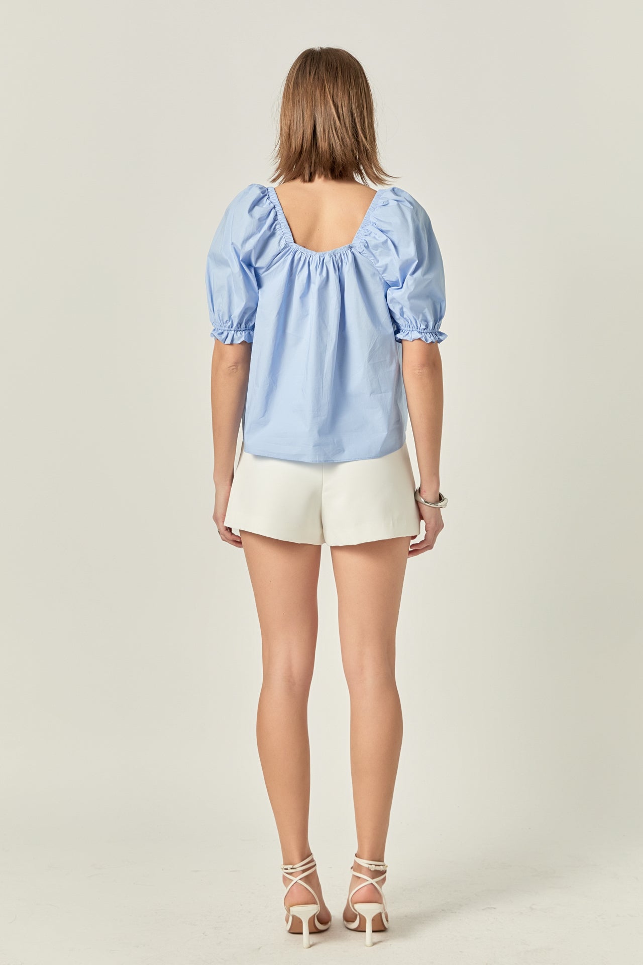 ENGLISH FACTORY - Square neckline Puff Sleeve Top - BLOUSES available at Objectrare