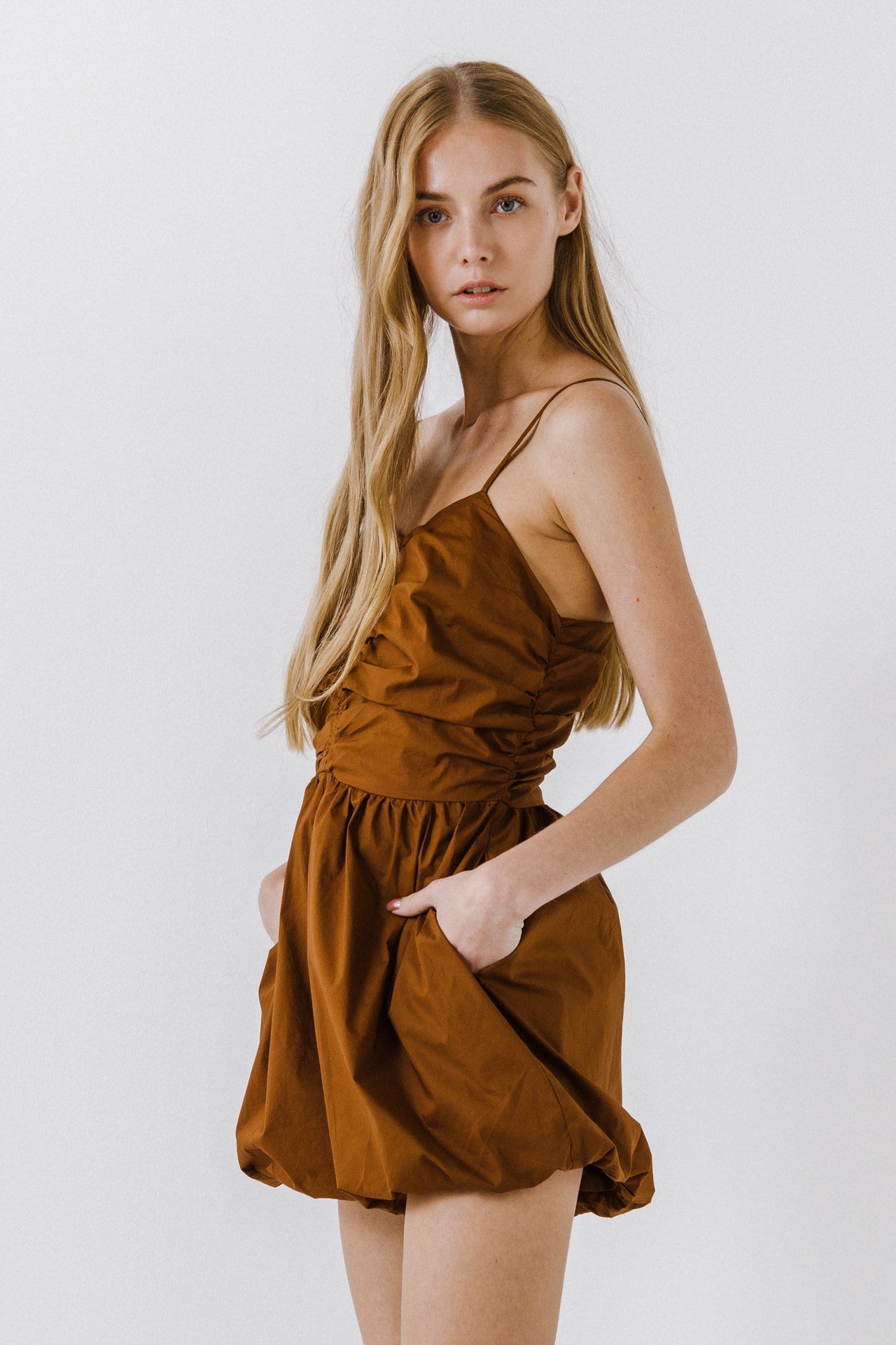 ENDLESS ROSE - Shirred Blouson Romper - ROMPERS available at Objectrare