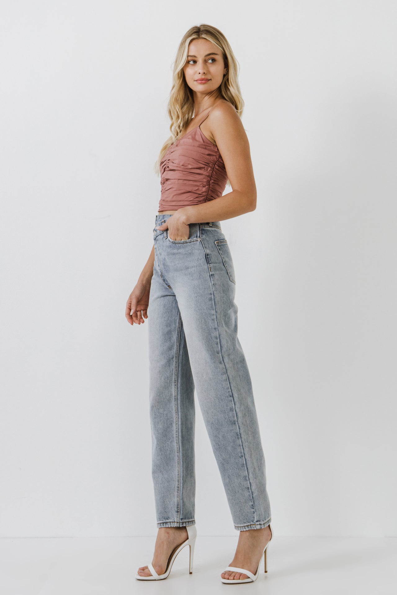 ENDLESS ROSE - Shirring Detail Tank Top - TOPS available at Objectrare