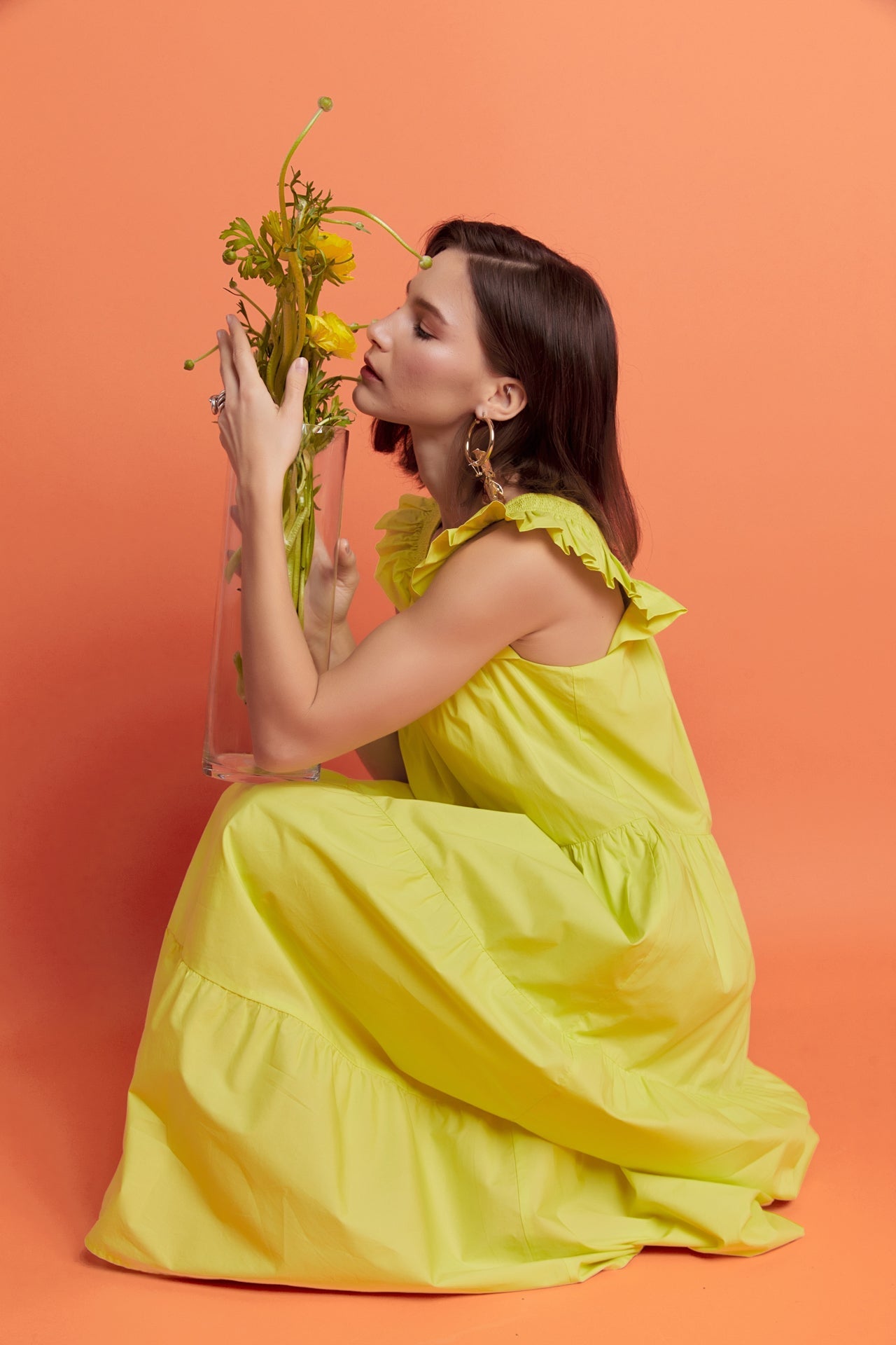 ENGLISH FACTORY - Square Neck Ruffle Detail Tiered Midi Dress - DRESSES available at Objectrare