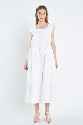 ENGLISH FACTORY - Ruffle Detail Midi Dress - DRESSES available at Objectrare
