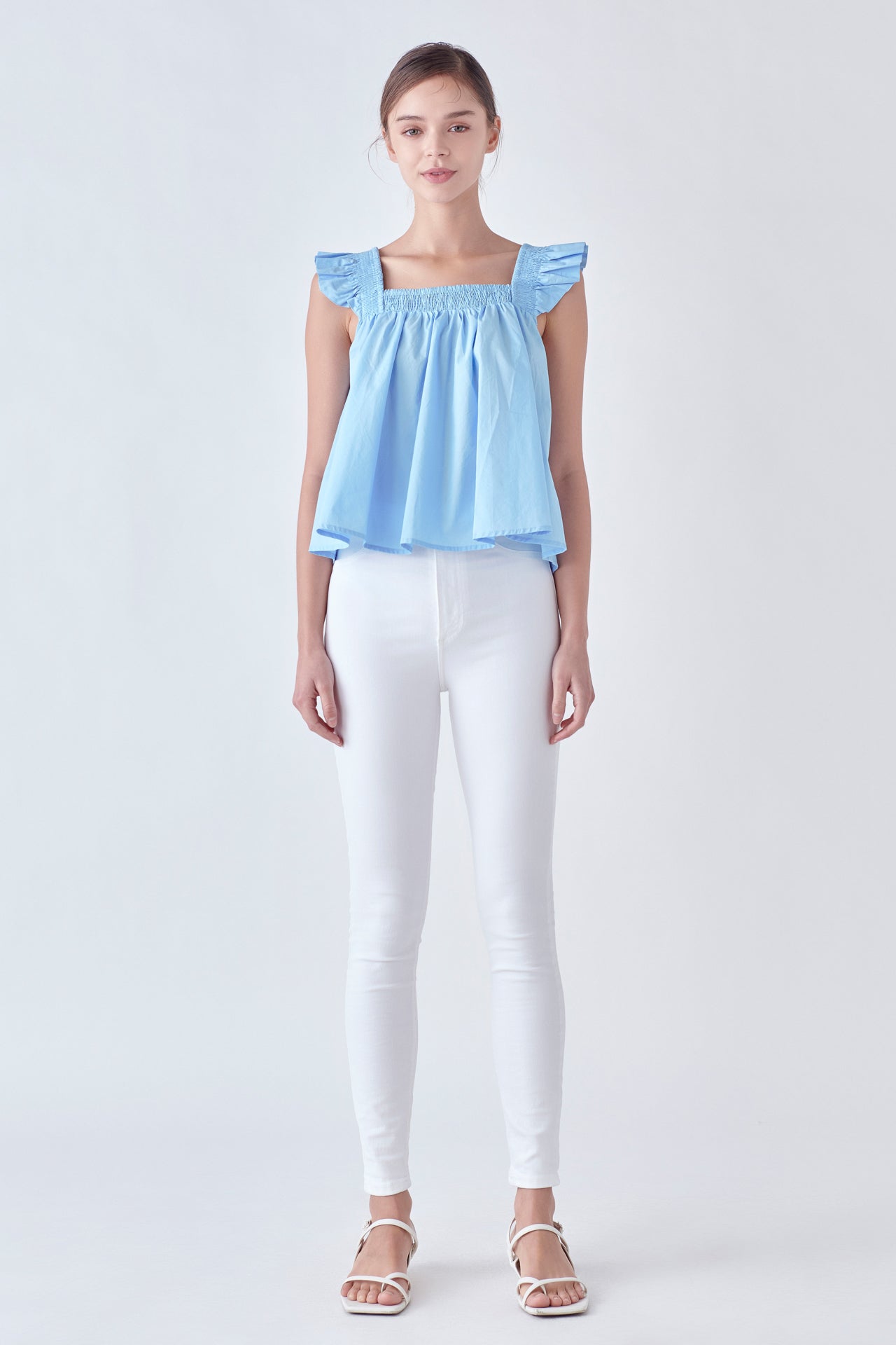 ENGLISH FACTORY - Ruffle Detail Square Neck Top - TOPS available at Objectrare