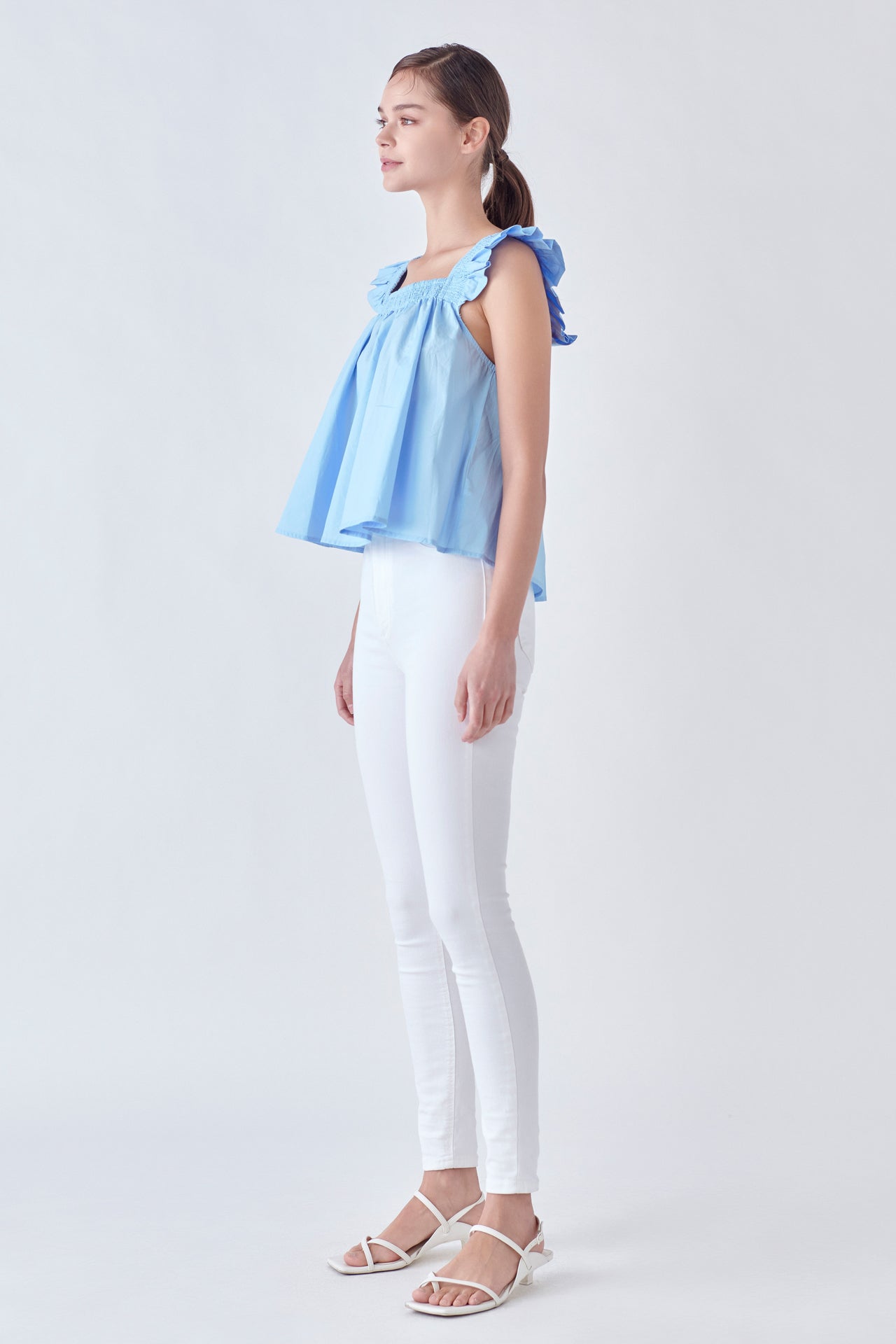 ENGLISH FACTORY - Ruffle Detail Square Neck Top - TOPS available at Objectrare