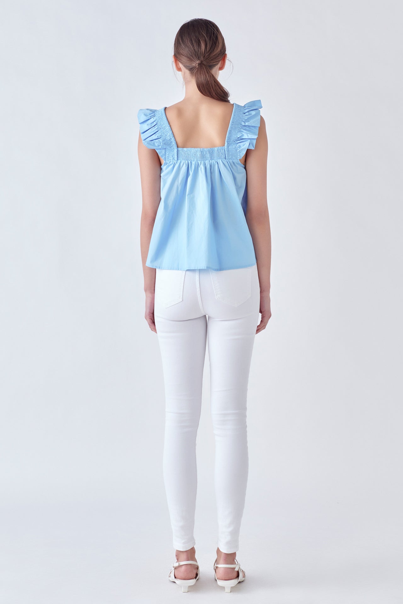 ENGLISH FACTORY - Ruffle Detail Square Neck Top - TOPS available at Objectrare