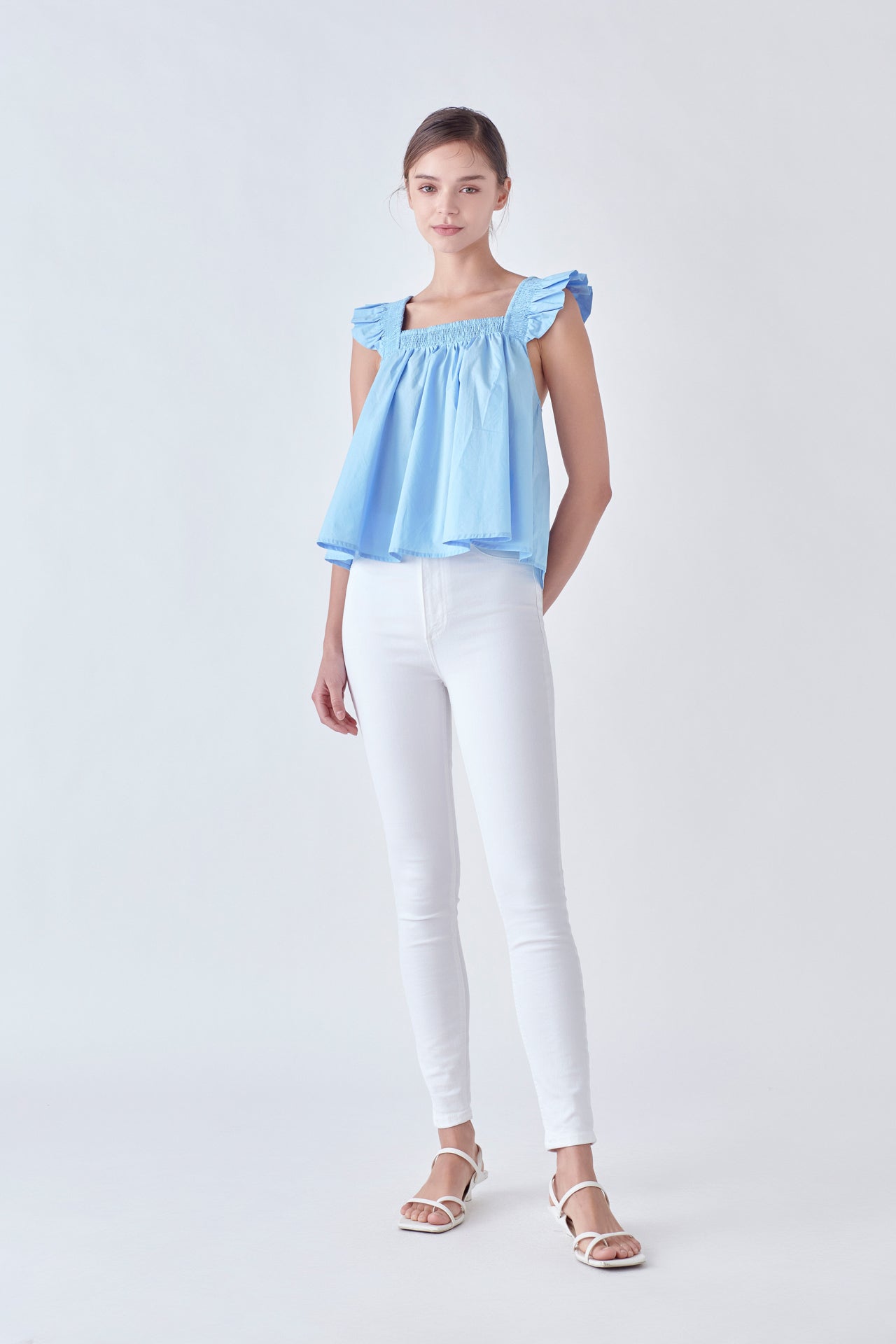 ENGLISH FACTORY - Ruffle Detail Square Neck Top - TOPS available at Objectrare