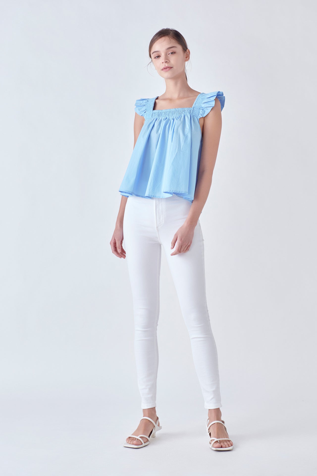 ENGLISH FACTORY - Ruffle Detail Square Neck Top - TOPS available at Objectrare
