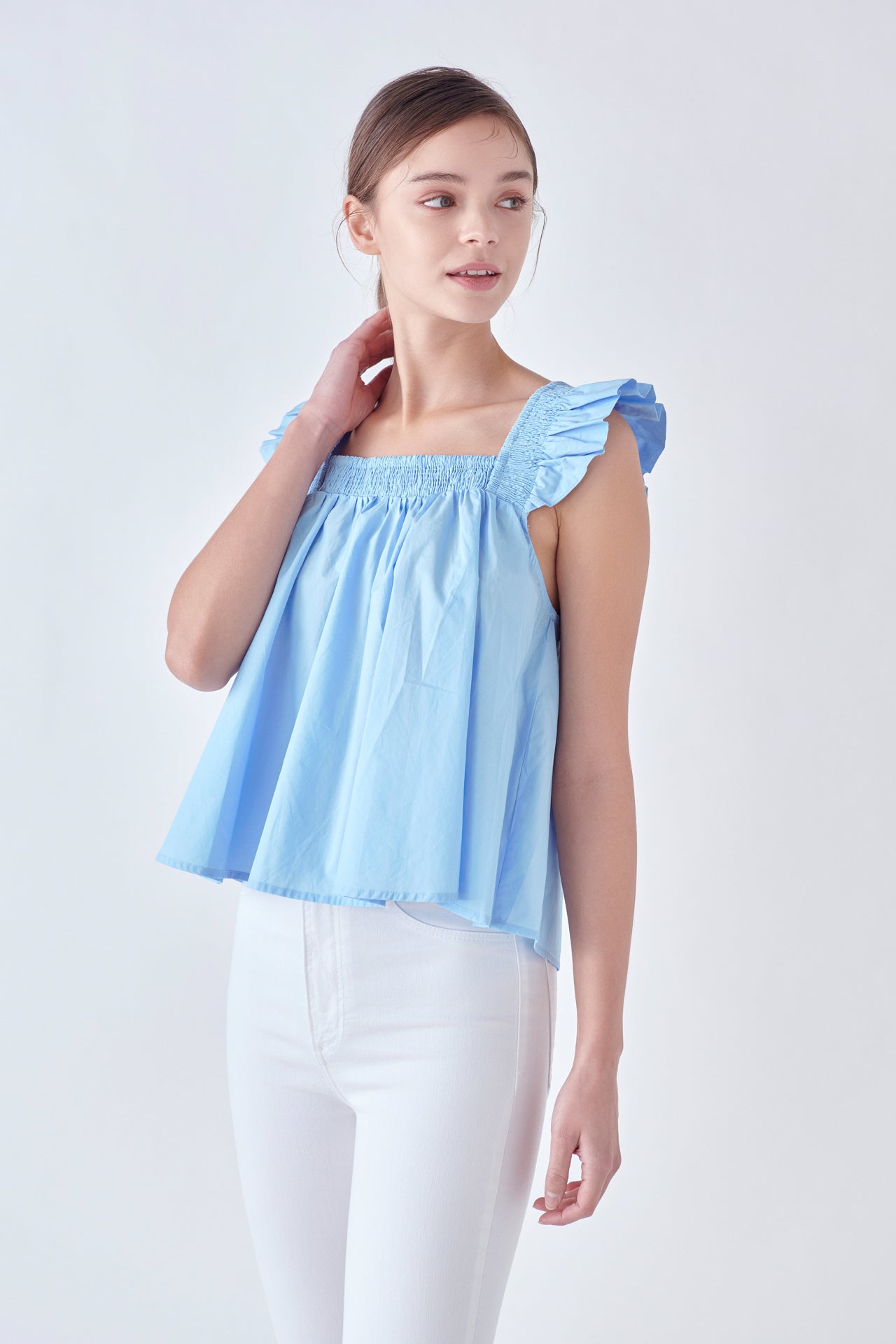 ENGLISH FACTORY - Ruffle Detail Square Neck Top - TOPS available at Objectrare