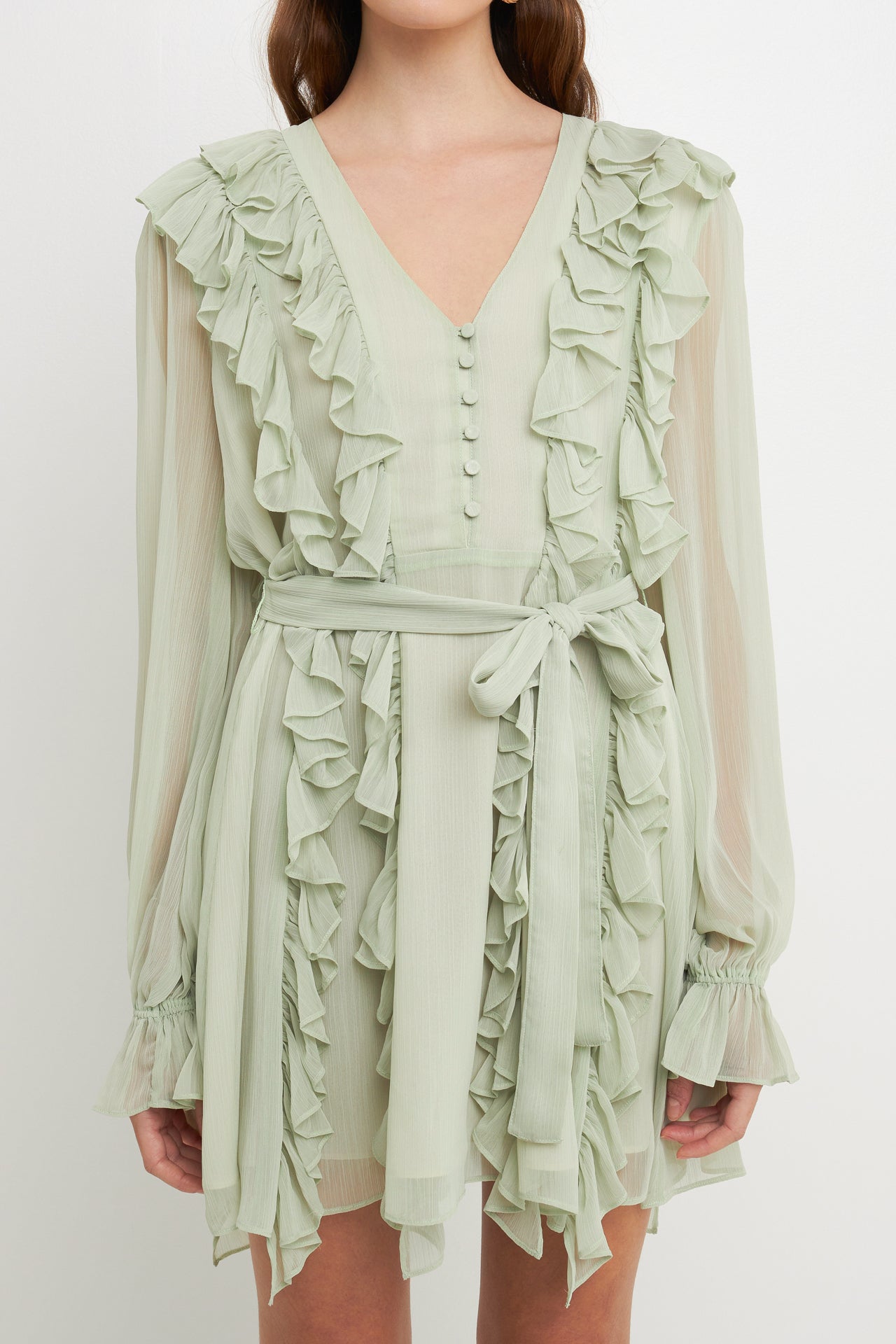 ENDLESS ROSE - Button Down Ruffle Mini Dress - DRESSES available at Objectrare