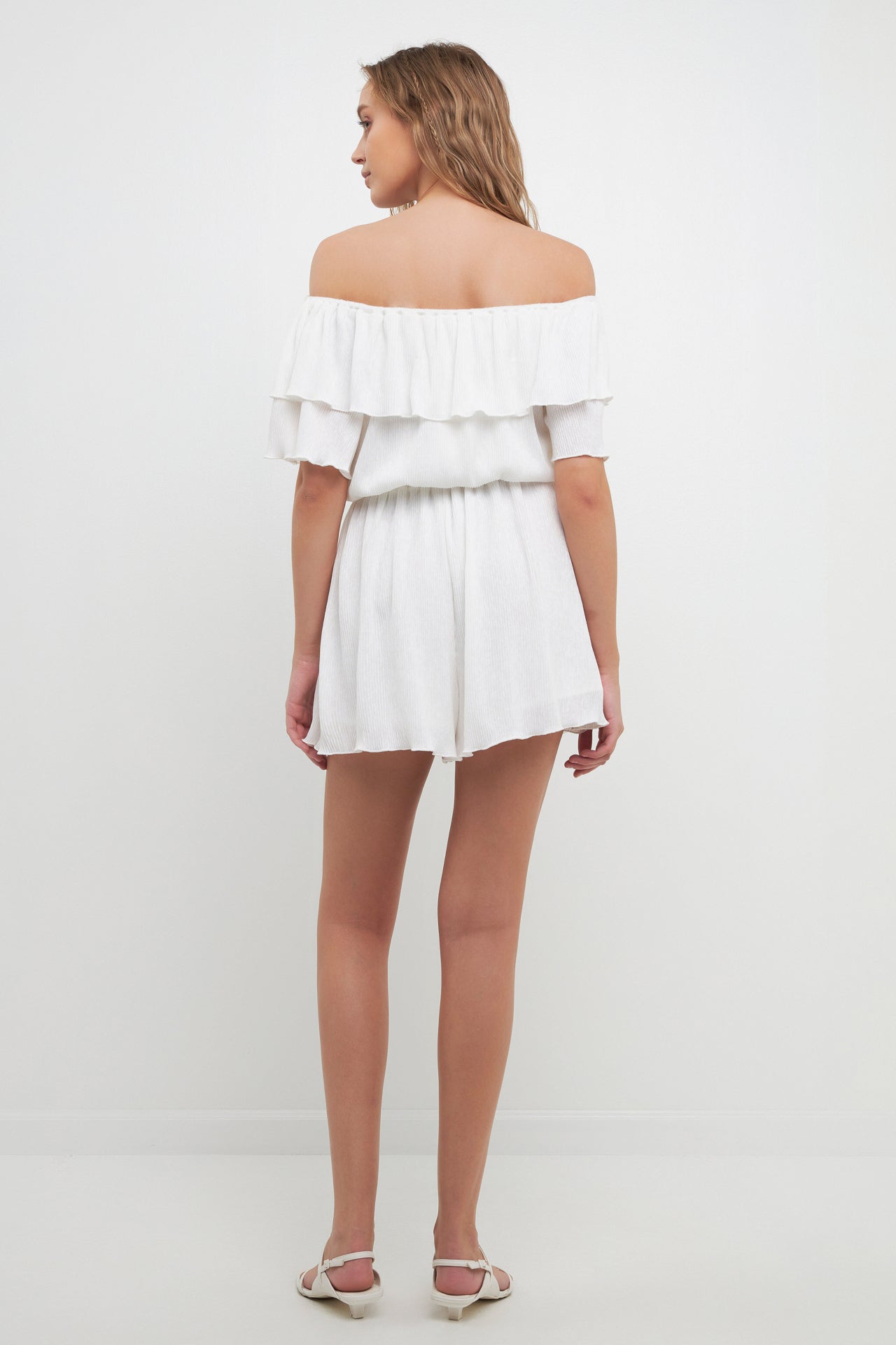 FREE THE ROSES - Texture Knit Ruffled Romper - ROMPERS available at Objectrare