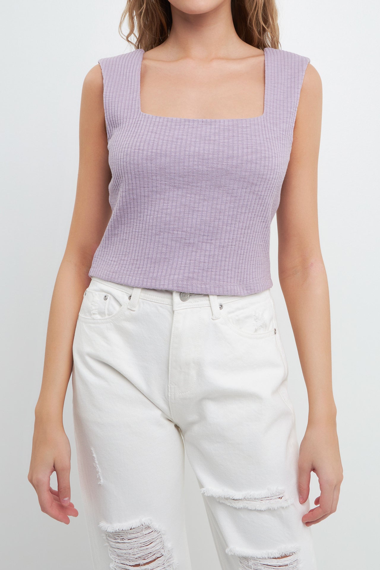 FREE THE ROSES - Fitted Knit Cropped Tank Top - TOPS available at Objectrare