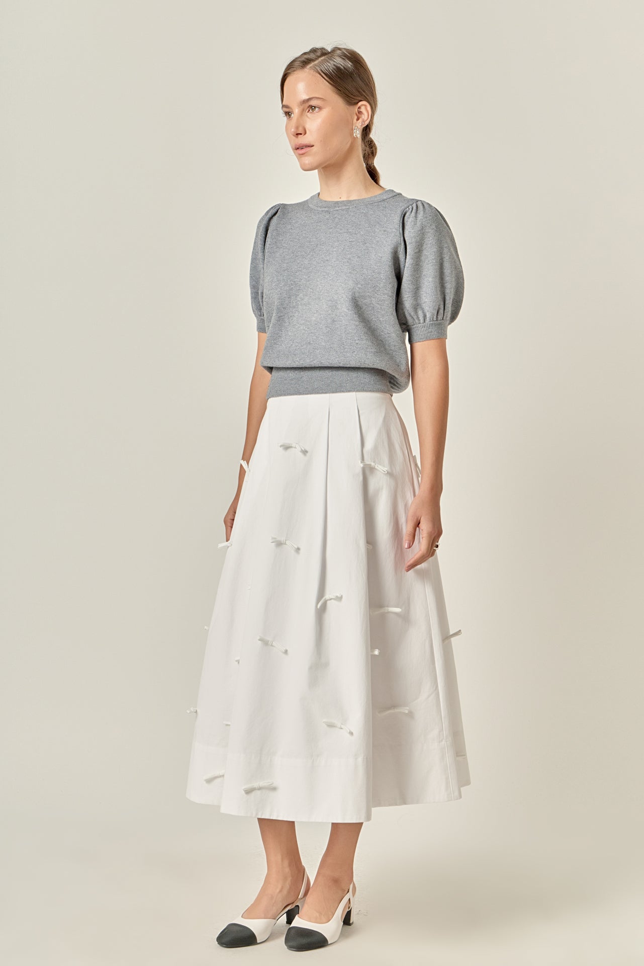 ENGLISH FACTORY - Short Puff Sleeve Knit Top - SWEATERS & KNITS available at Objectrare