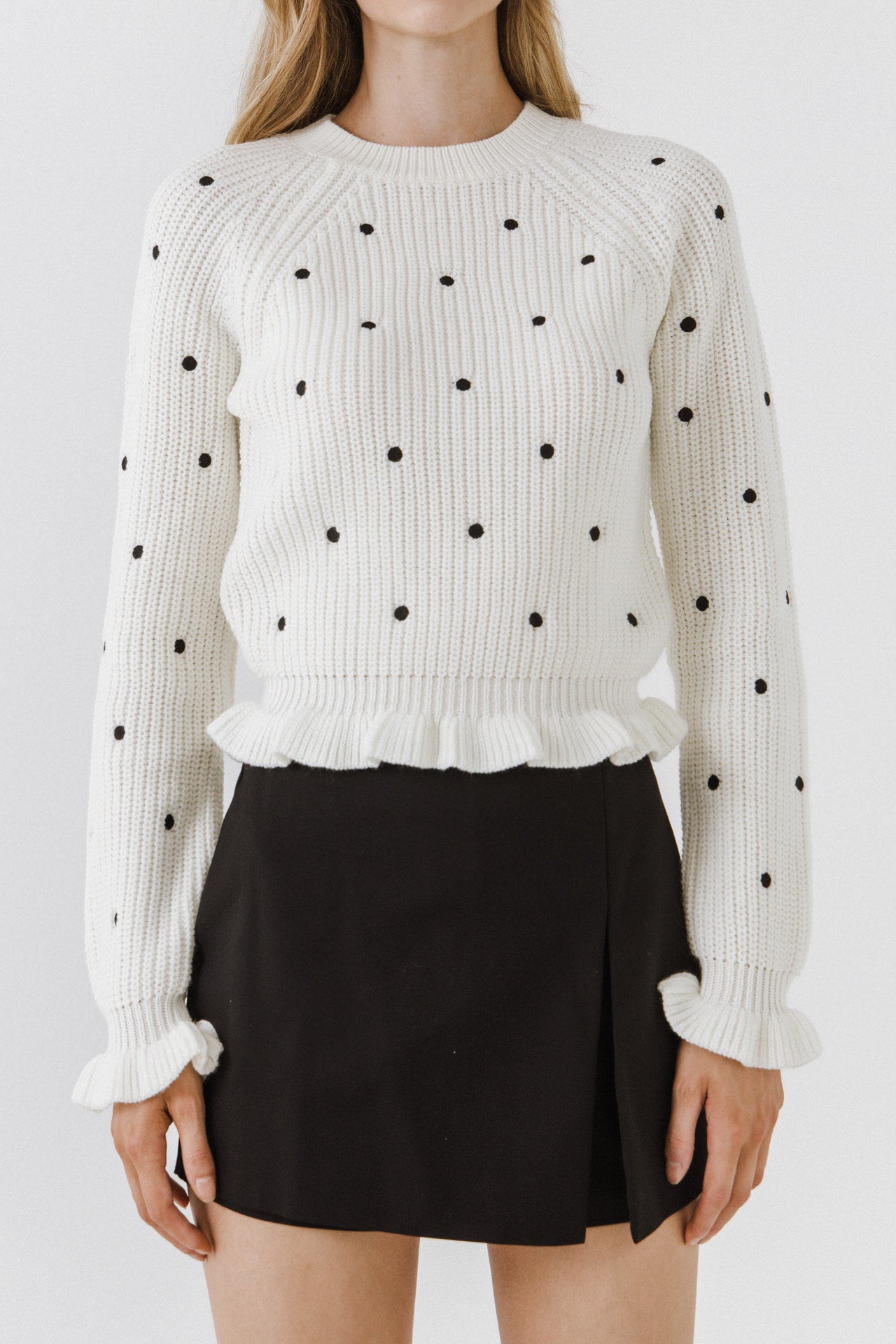 ENGLISH FACTORY - Dot Embroidery Sweater - SWEATERS & KNITS available at Objectrare