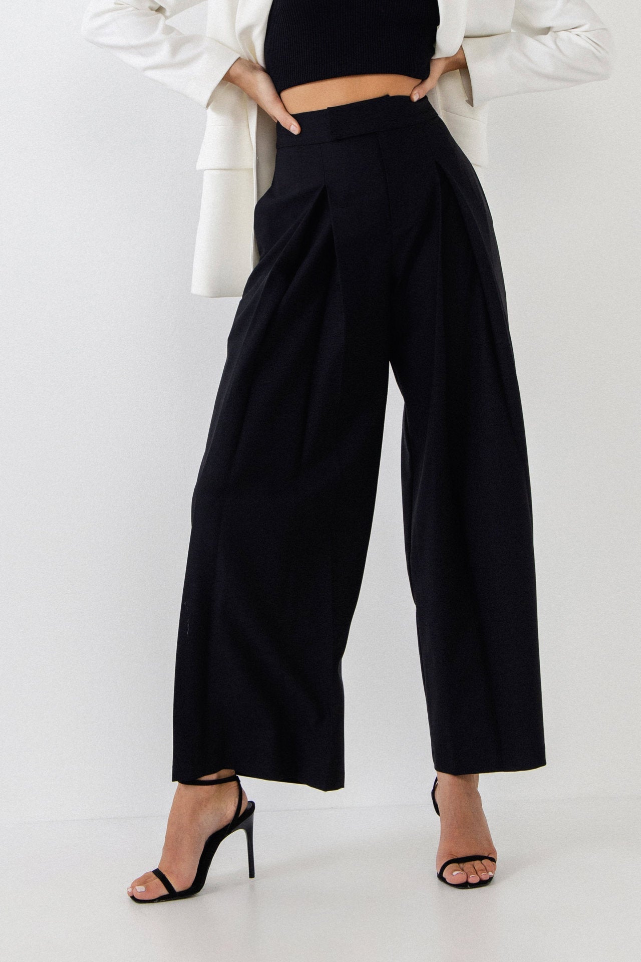 ENDLESS ROSE - Pleated Detail Wide Pants - PANTS available at Objectrare