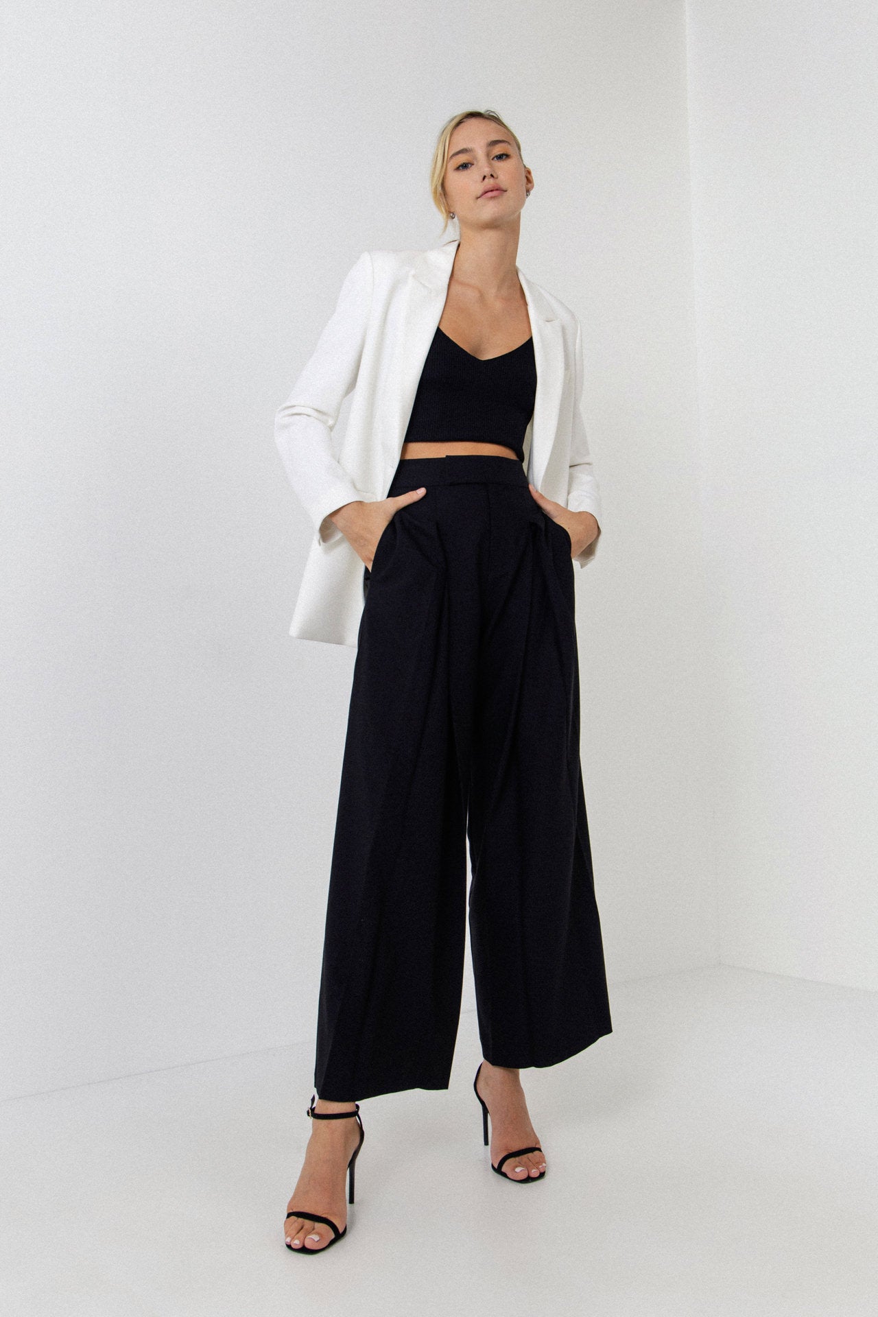 ENDLESS ROSE - Pleated Detail Wide Pants - PANTS available at Objectrare