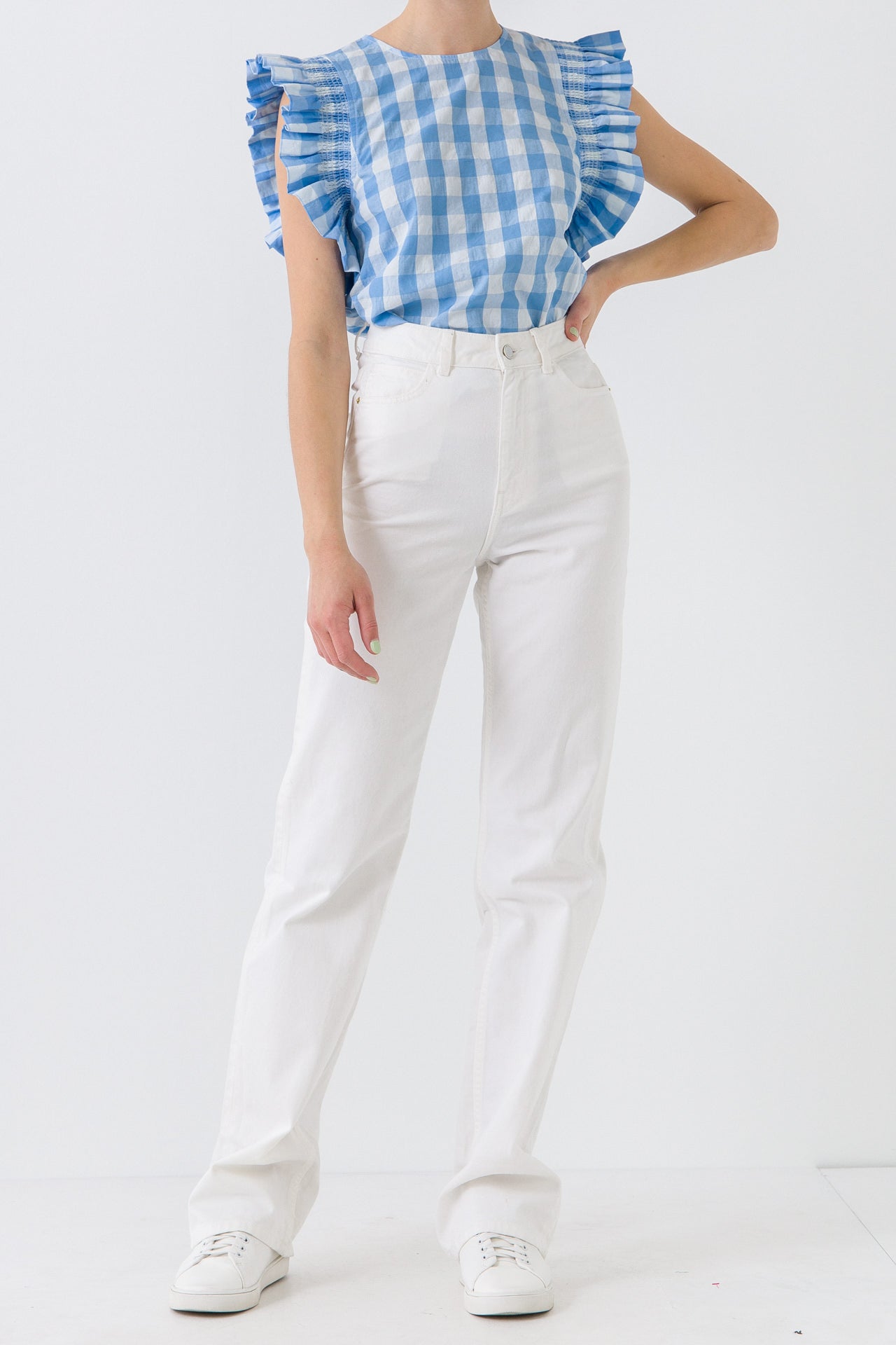 ENGLISH FACTORY - Gingham Ruffled Top - TOPS available at Objectrare