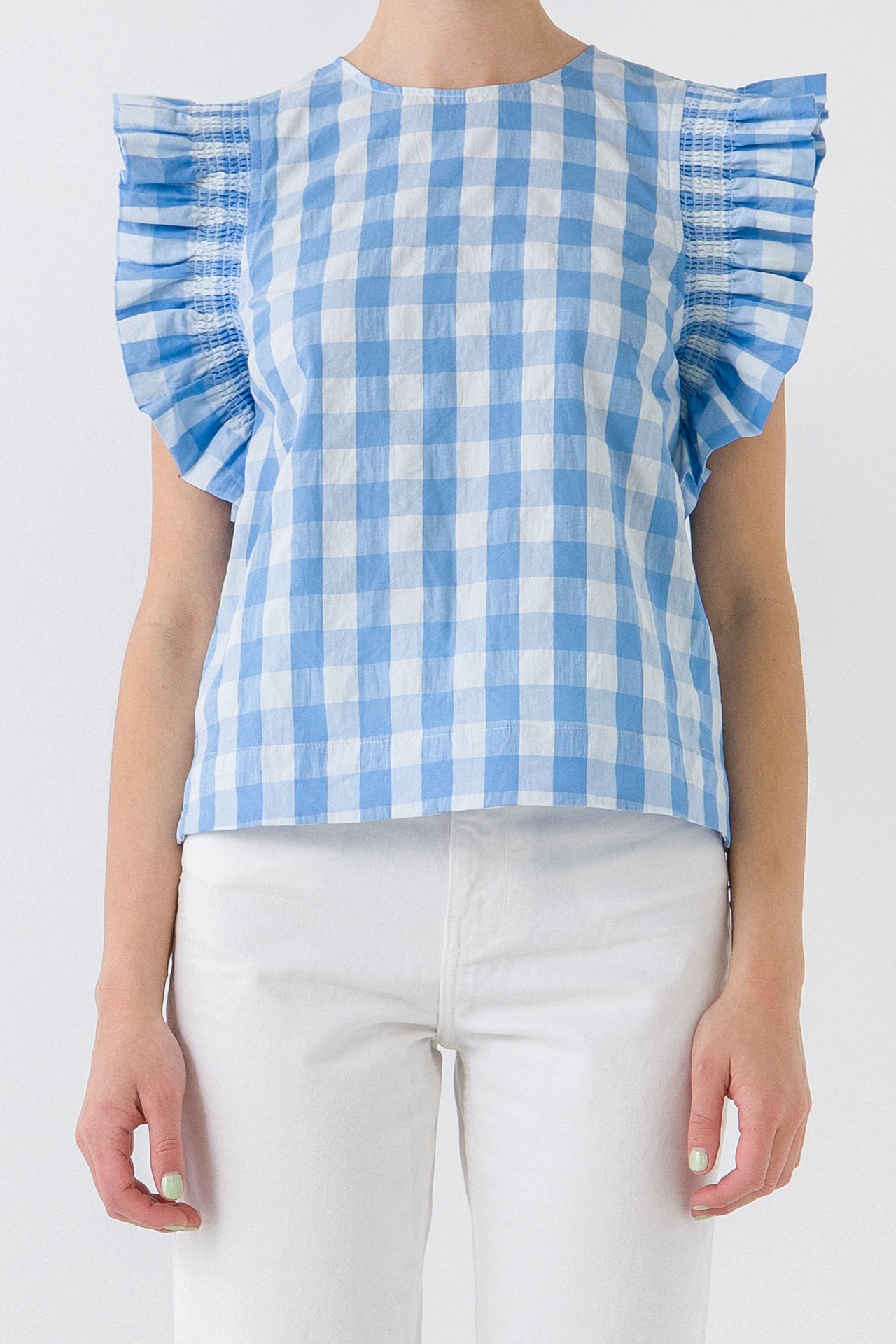 ENGLISH FACTORY - Gingham Ruffled Top - TOPS available at Objectrare