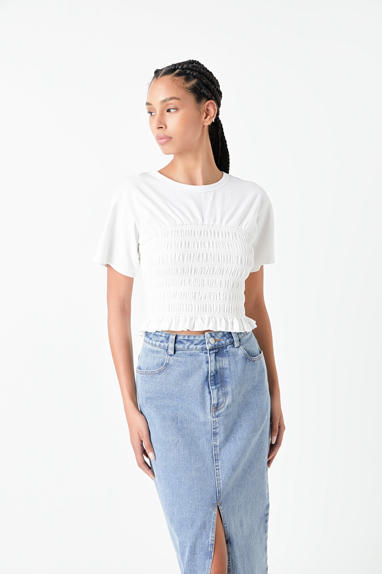 GREY LAB - Smocked Detail T-shirt - TOPS available at Objectrare